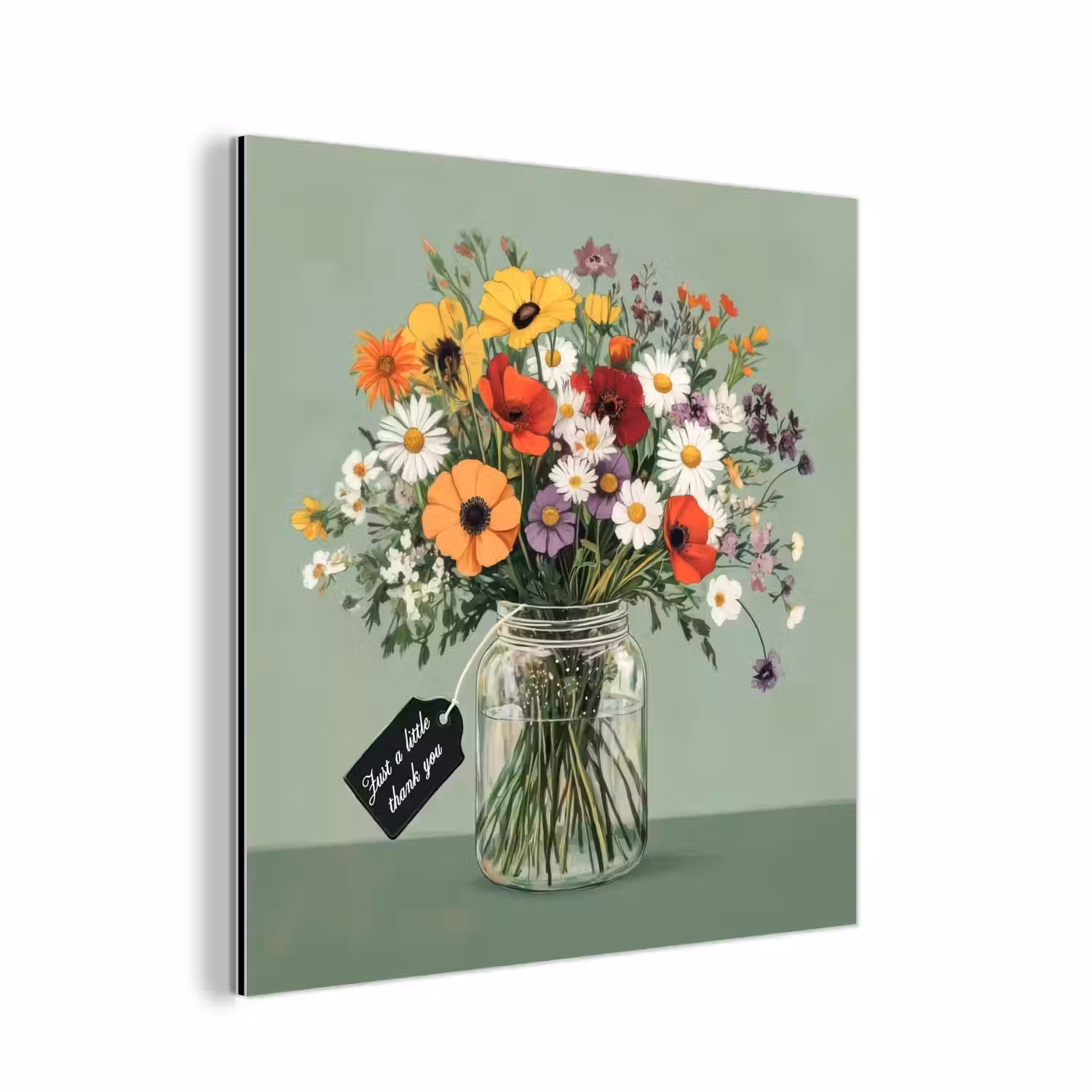 Bloemen - Vaas - Kaartje aluminium wit klein -3d