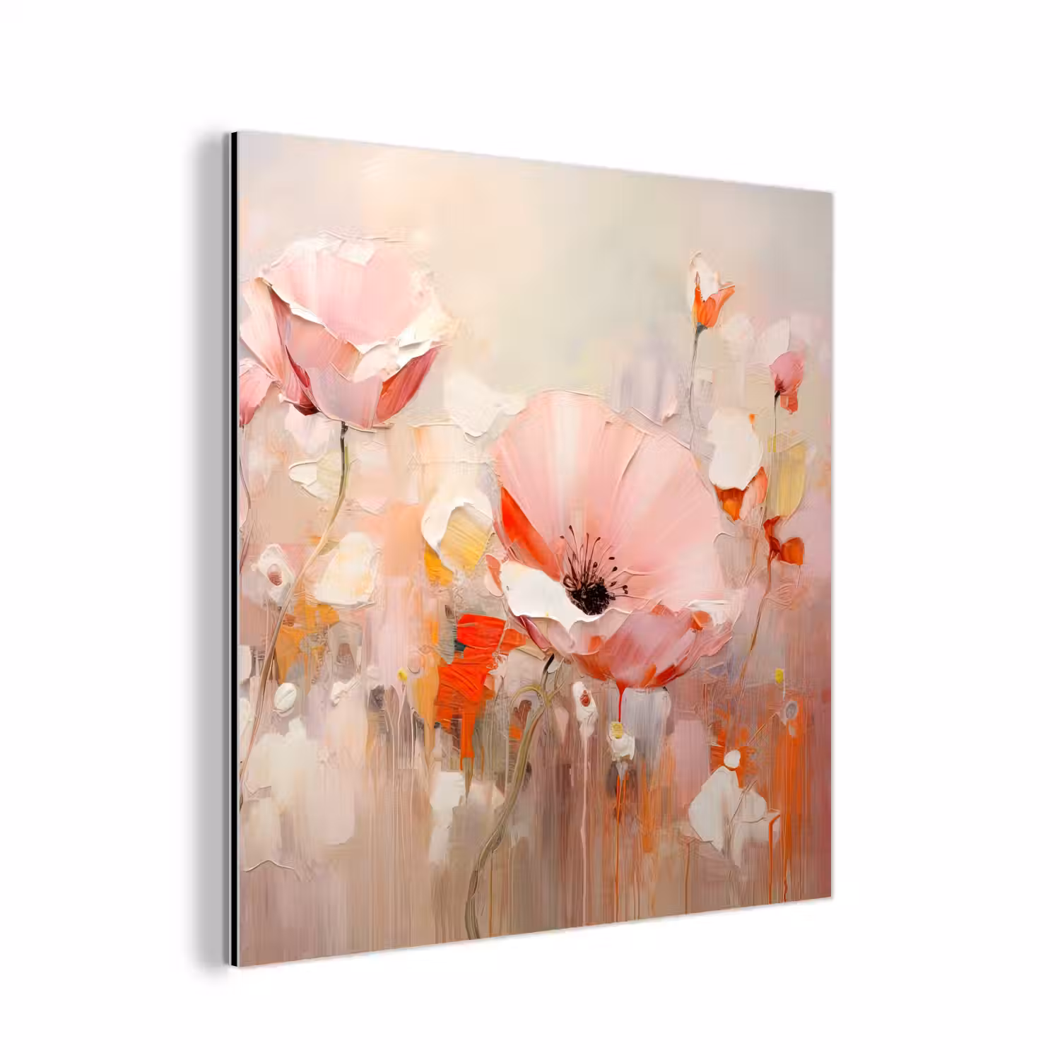 Bloemen - Watercolor - Roze - Abstract - Kunst aluminium wit klein -3d