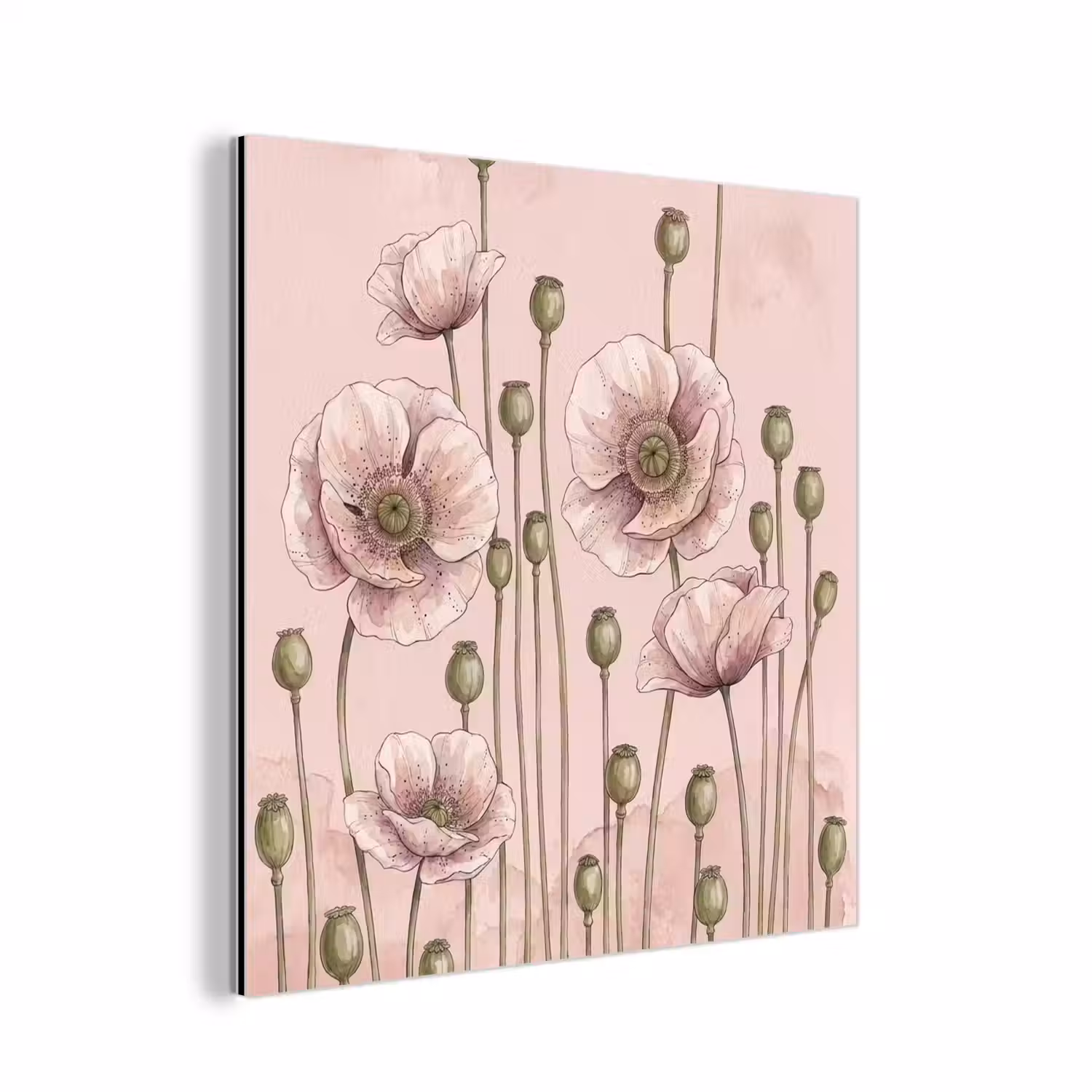 Bloemen - Zomer - Natuur - Aquarel - Roze aluminium wit klein -3d