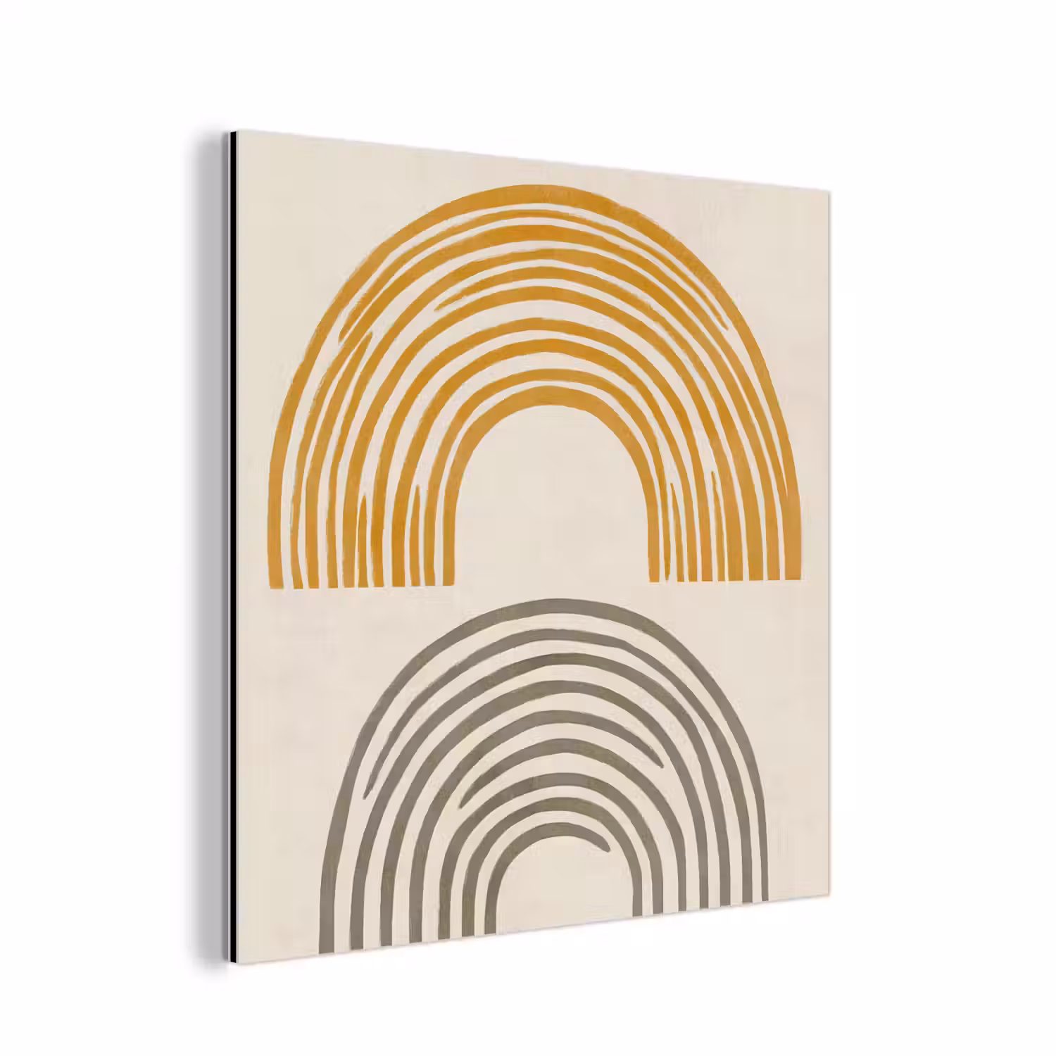 Bogen - Lijnen - Oranje - Minimalistisch aluminium wit klein -3d