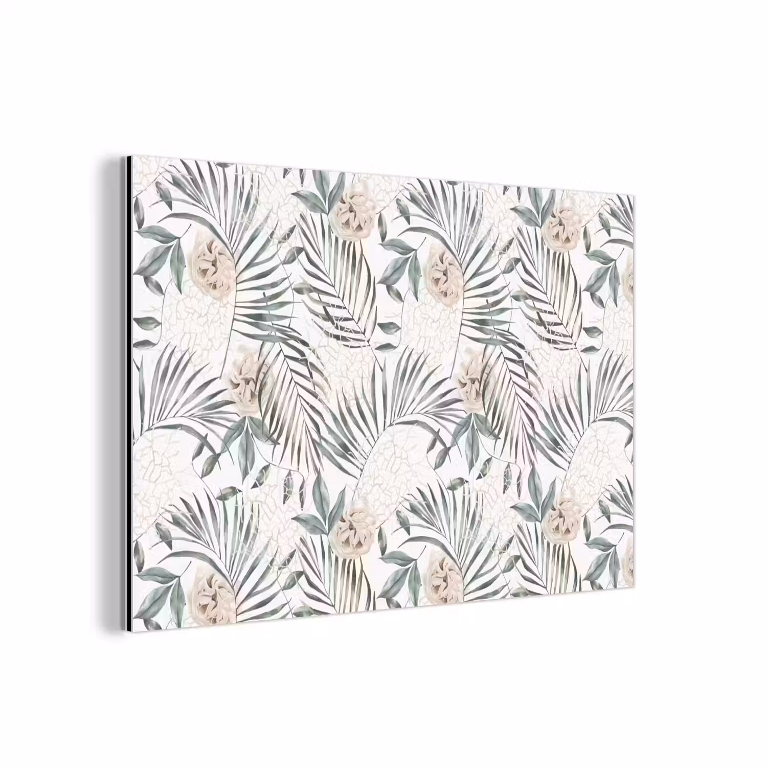 Bohemian - Bladeren - Bloemen - Tropisch aluminium wit klein -3d