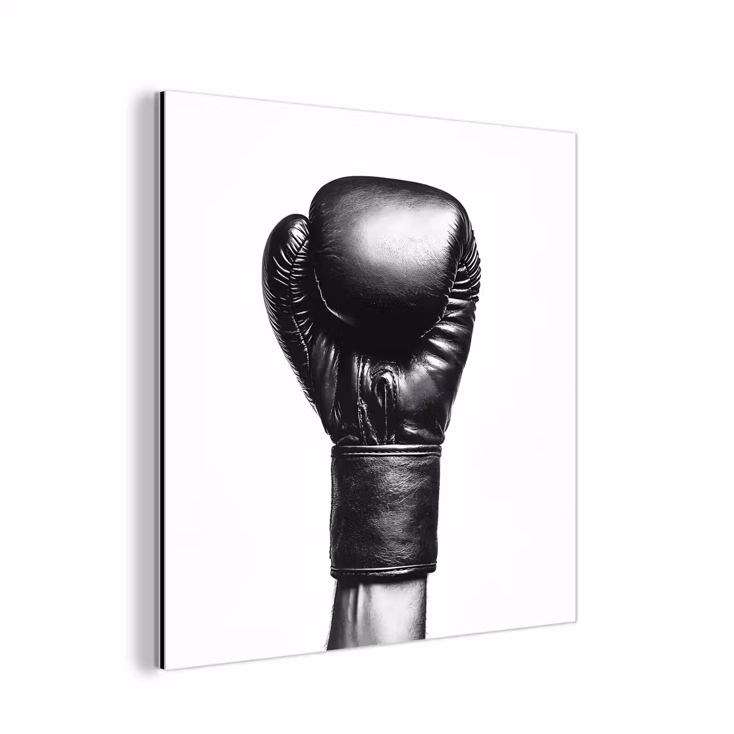 Bokshandschoen - Zwart - Hand aluminium wit klein -3d