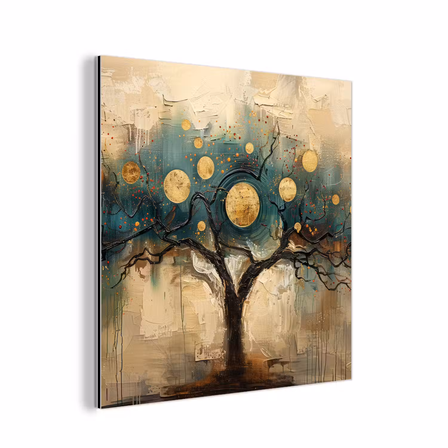 Boom - Kunst - Maan - Watercolor aluminium wit klein -3d