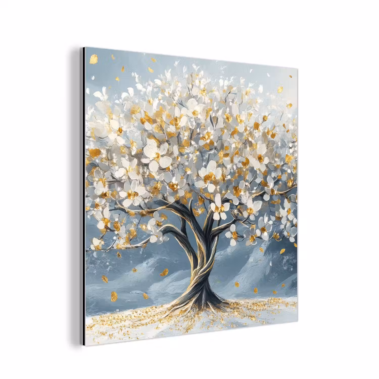 Boom - Winter - Levensboom - Modern - Goud aluminium wit klein -3d