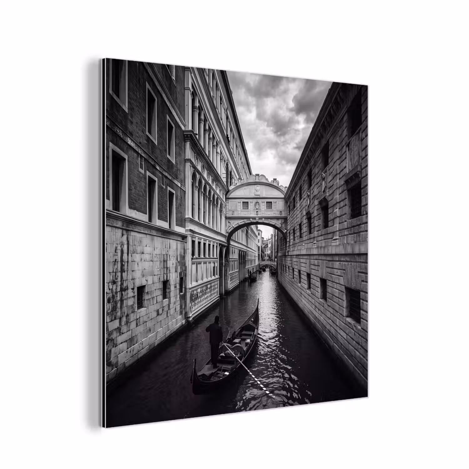 Boot - Waterweg - Stad - Zwart-wit - Architectuur aluminium wit klein -3d