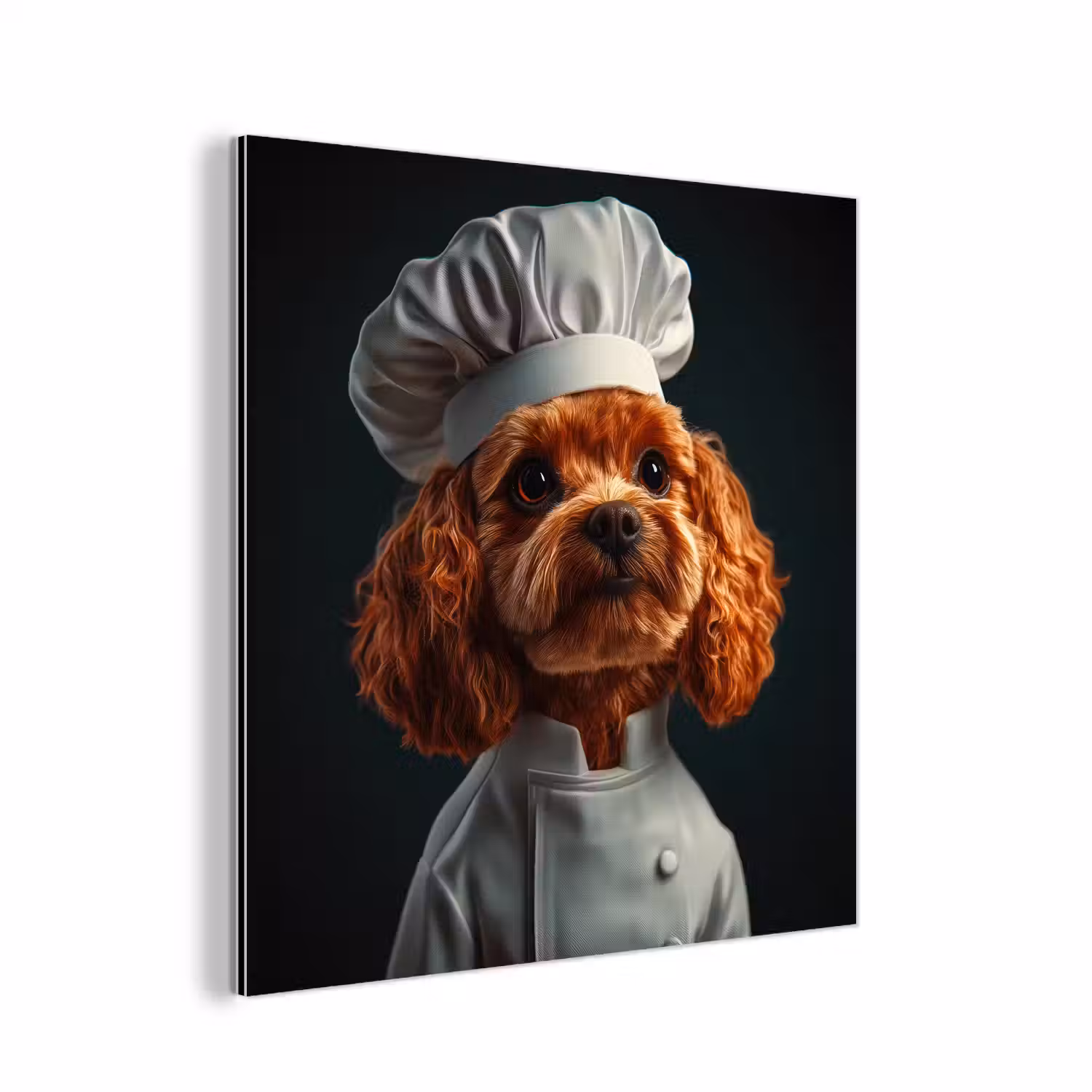Bruin - Kok - Hondje aluminium wit klein -3d