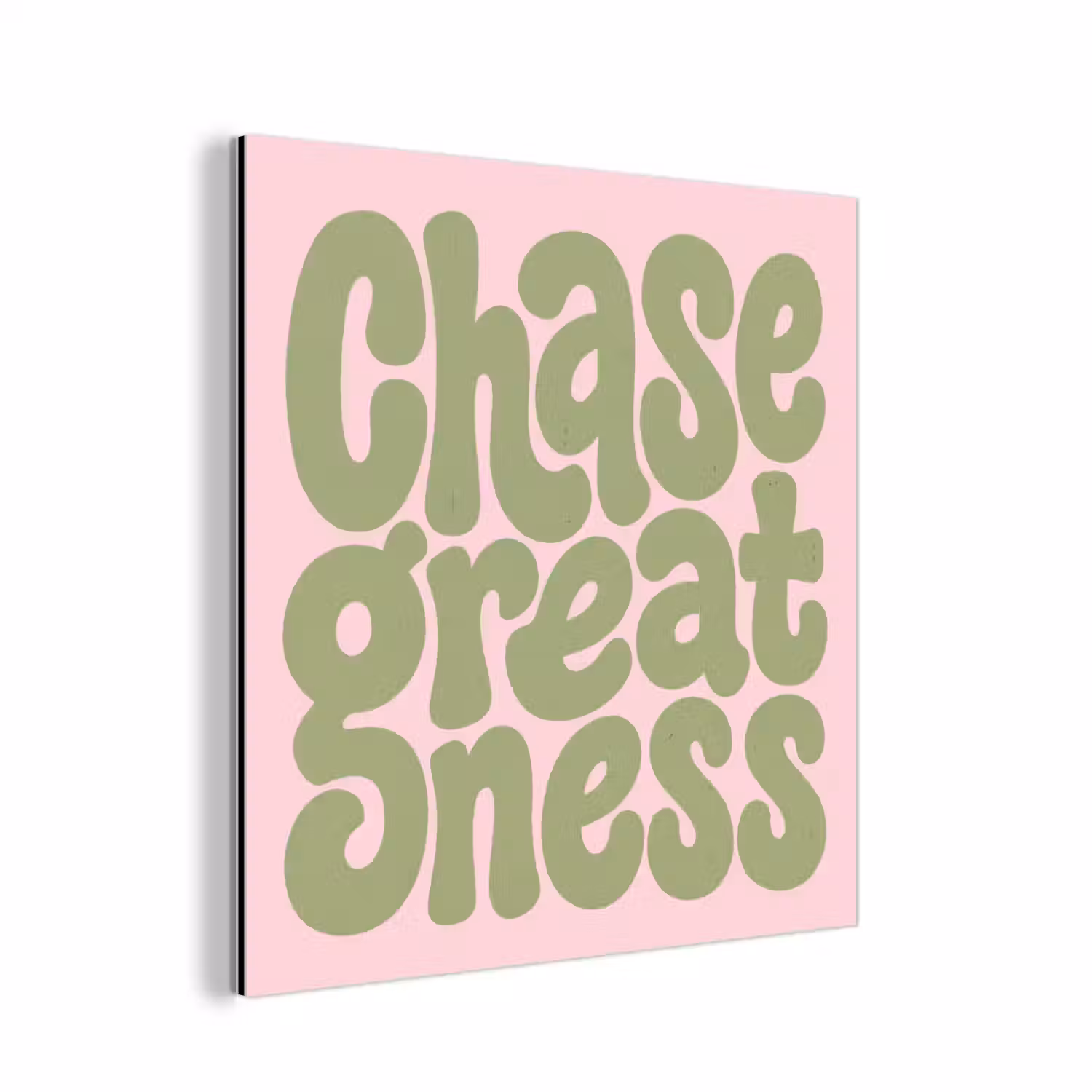 Chase greatness - Groen - Roze - Retro aluminium wit klein -3d