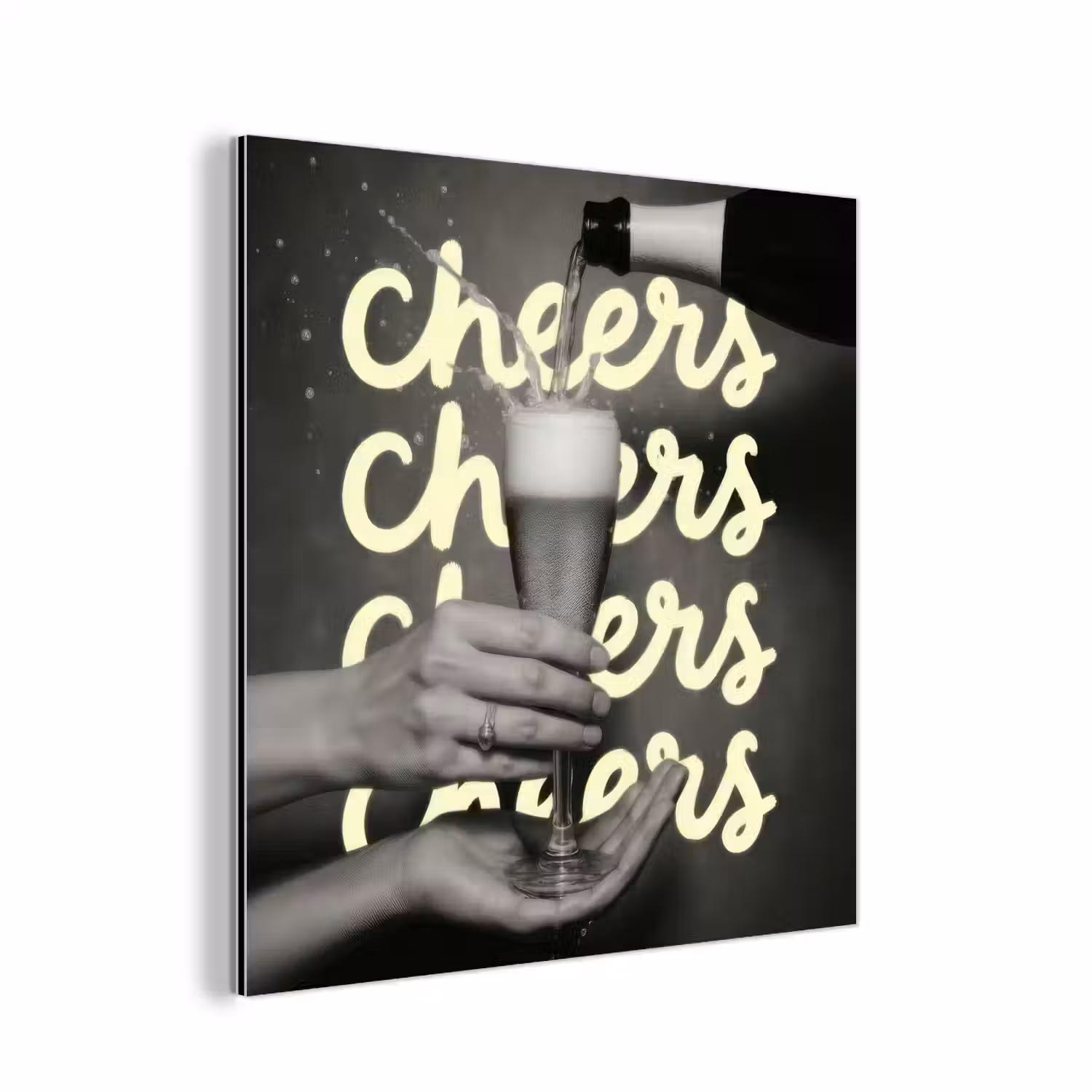 Cheers - Wijn - Zwart - Wit aluminium wit klein -3d