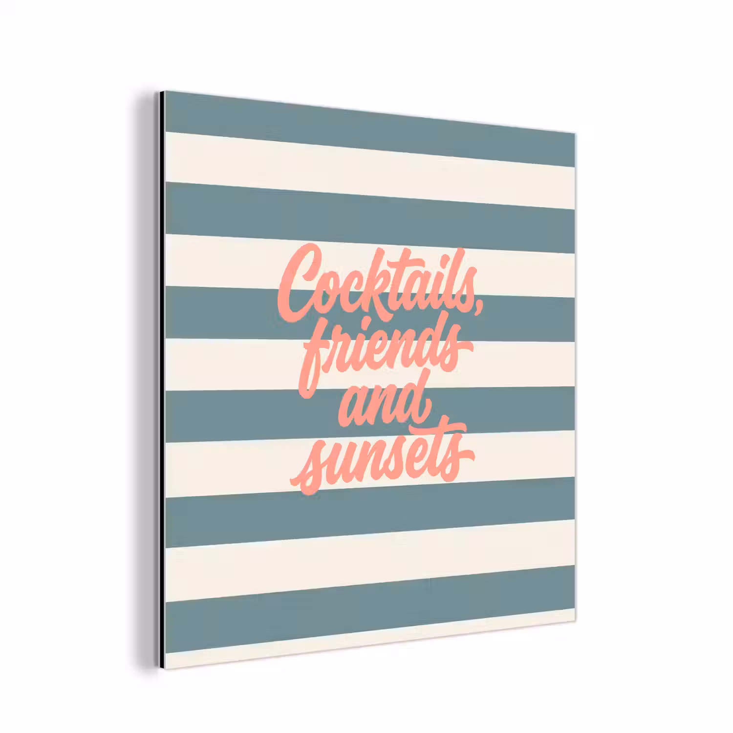 Cocktails - Strepen - Blauw - Koraal aluminium wit klein -3d