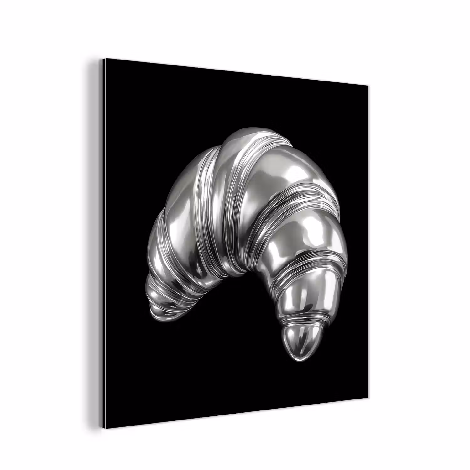 Croissant - Metaal - Zilver aluminium wit klein -3d