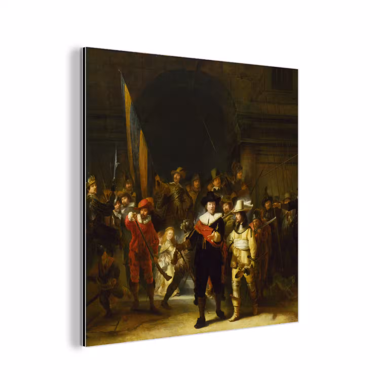 De Nachtwacht - Rembrandt van Rijn aluminium wit klein -3d