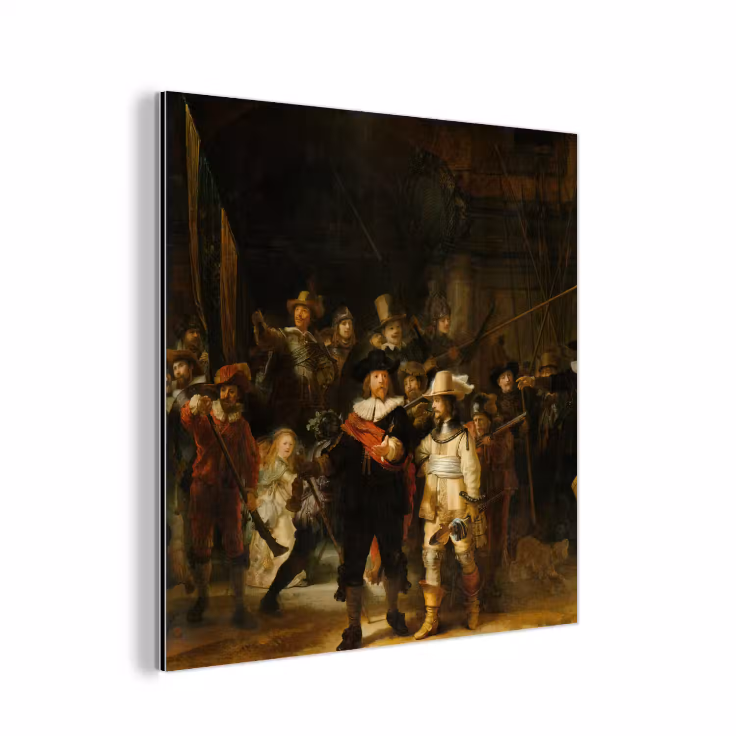 De Nachtwacht - Schilderij van Rembrandt van Rijn aluminium wit klein -3d