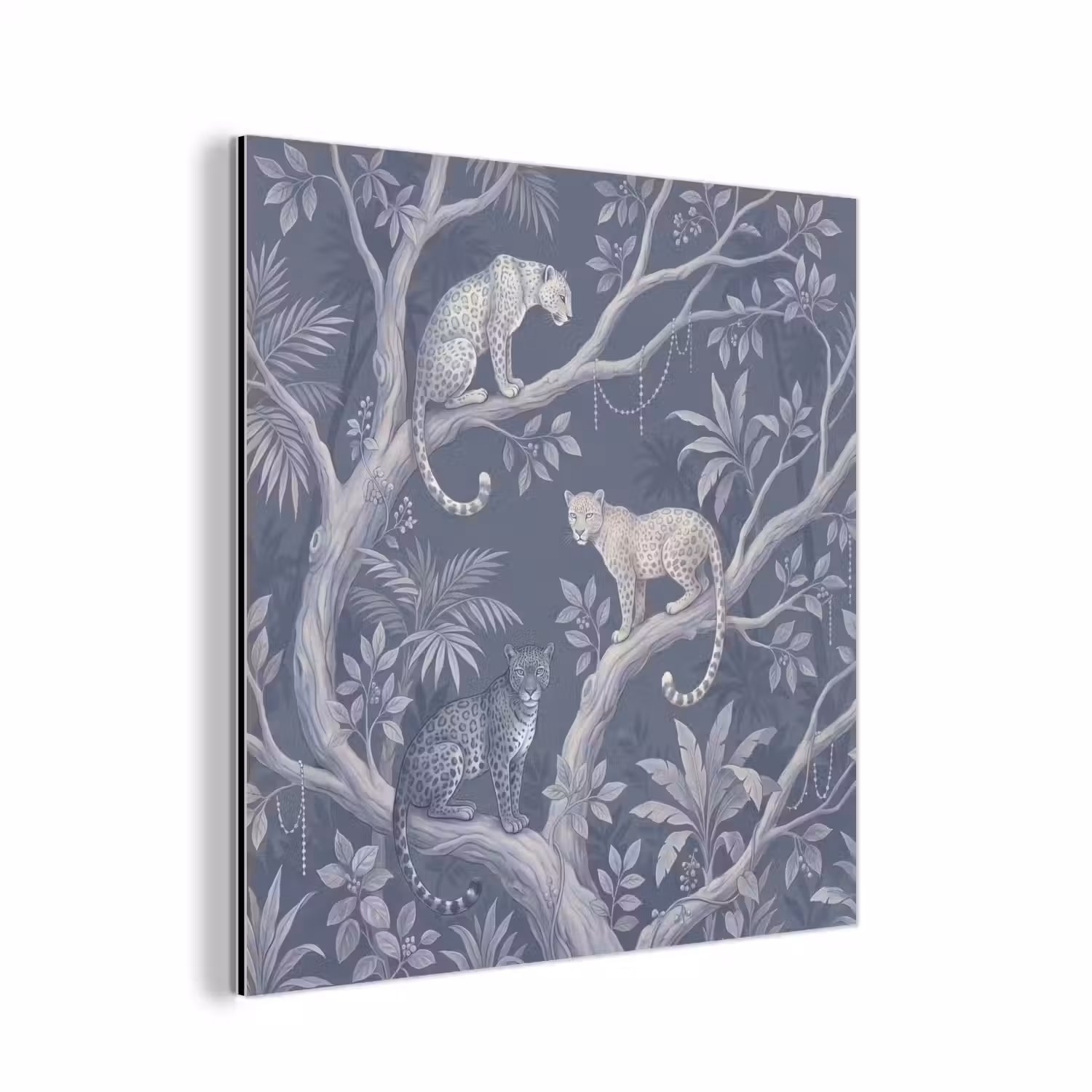 Dieren - Jungle - Illustratie - Bomen - Blauw aluminium wit klein -3d