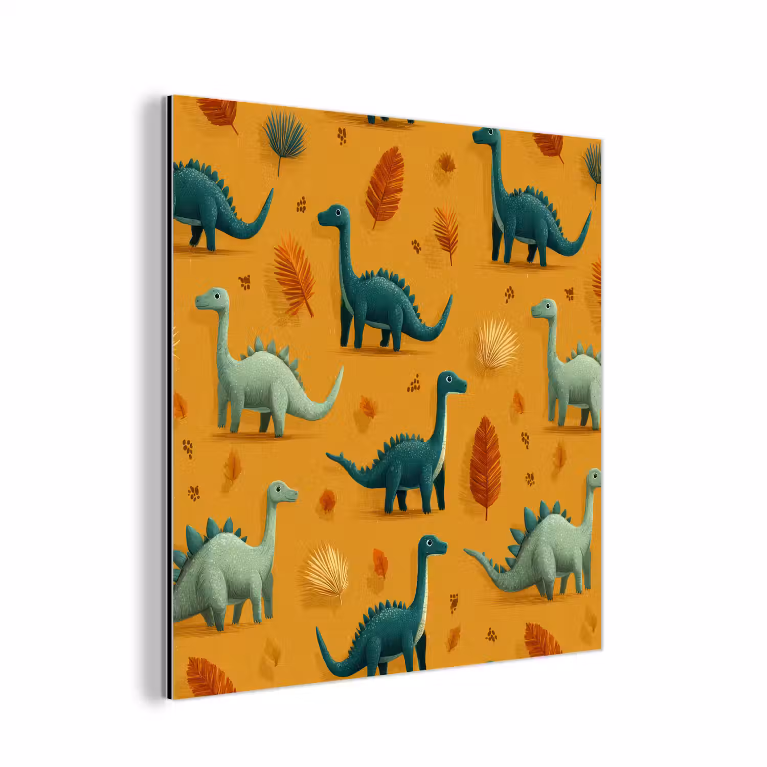 Dinosaurussen - Stekels - Herfstbladeren - Bruin aluminium wit klein -3d