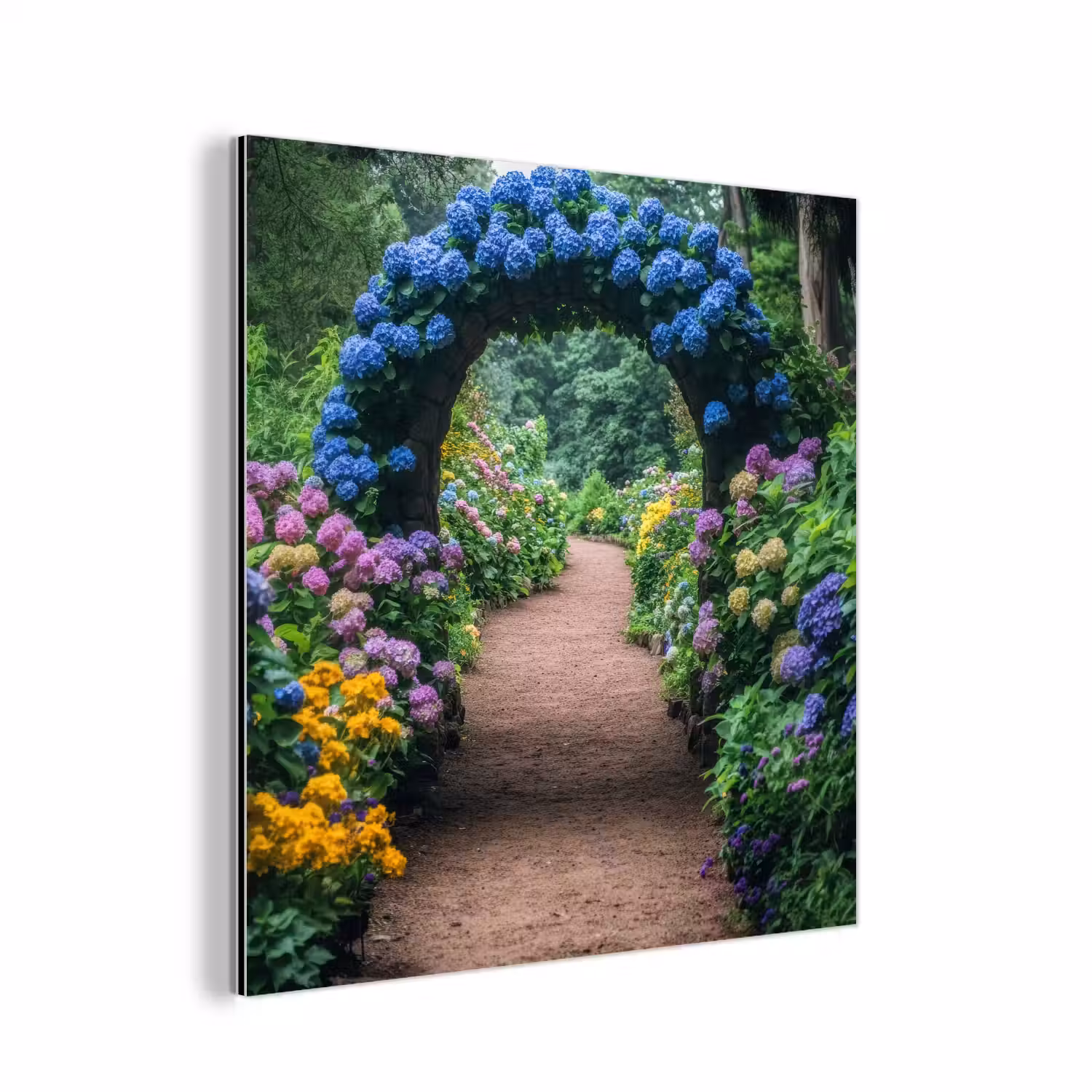 Doorkijk - Bloemen - Hortensia - Pad aluminium wit klein -3d