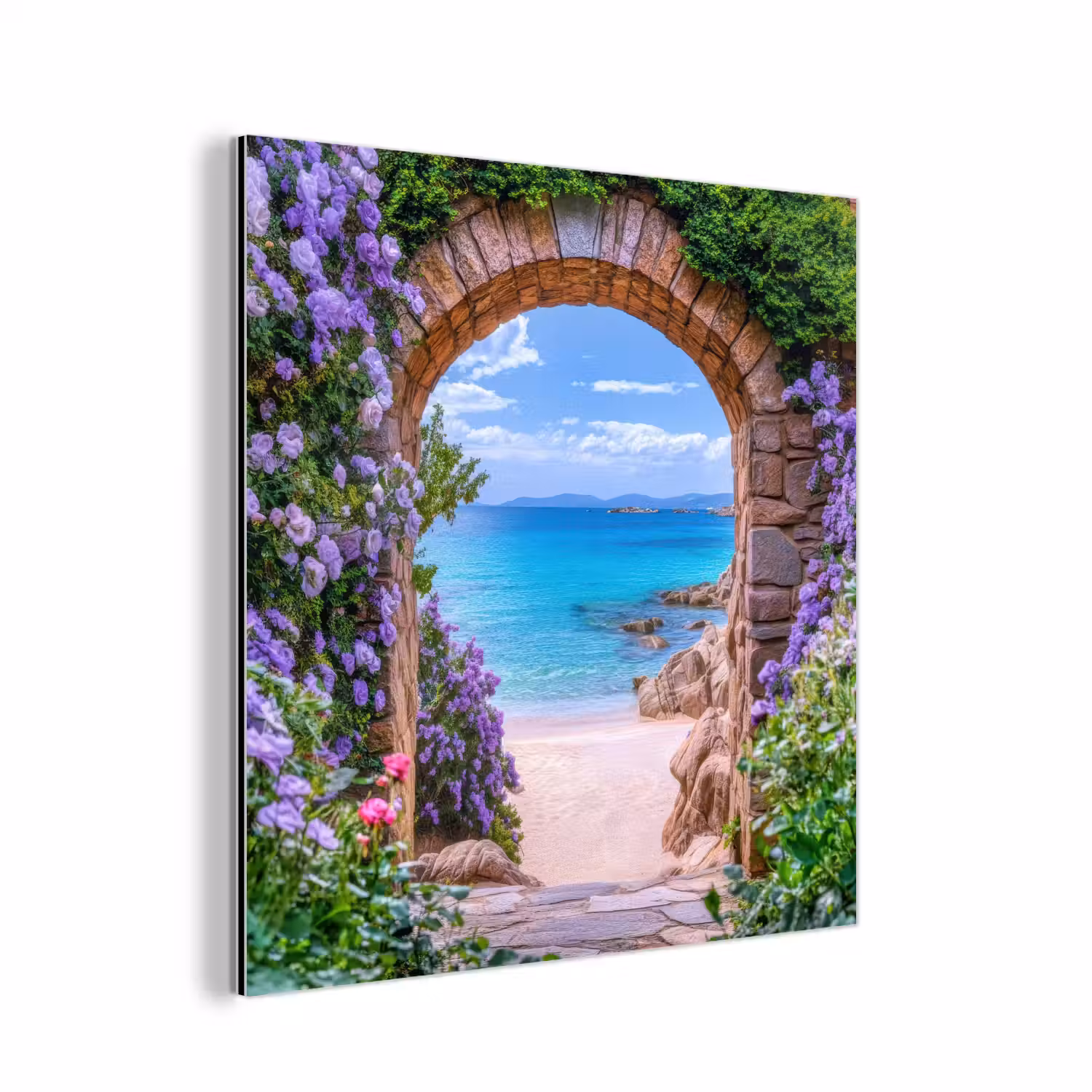 Doorkijk - Poort - Zee - Strand - Rotsen aluminium wit klein -3d