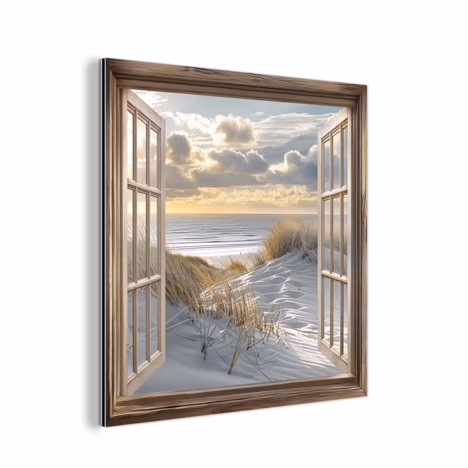 Doorkijk - Strand - Duinen - Zee - Natuur aluminium wit klein -3d