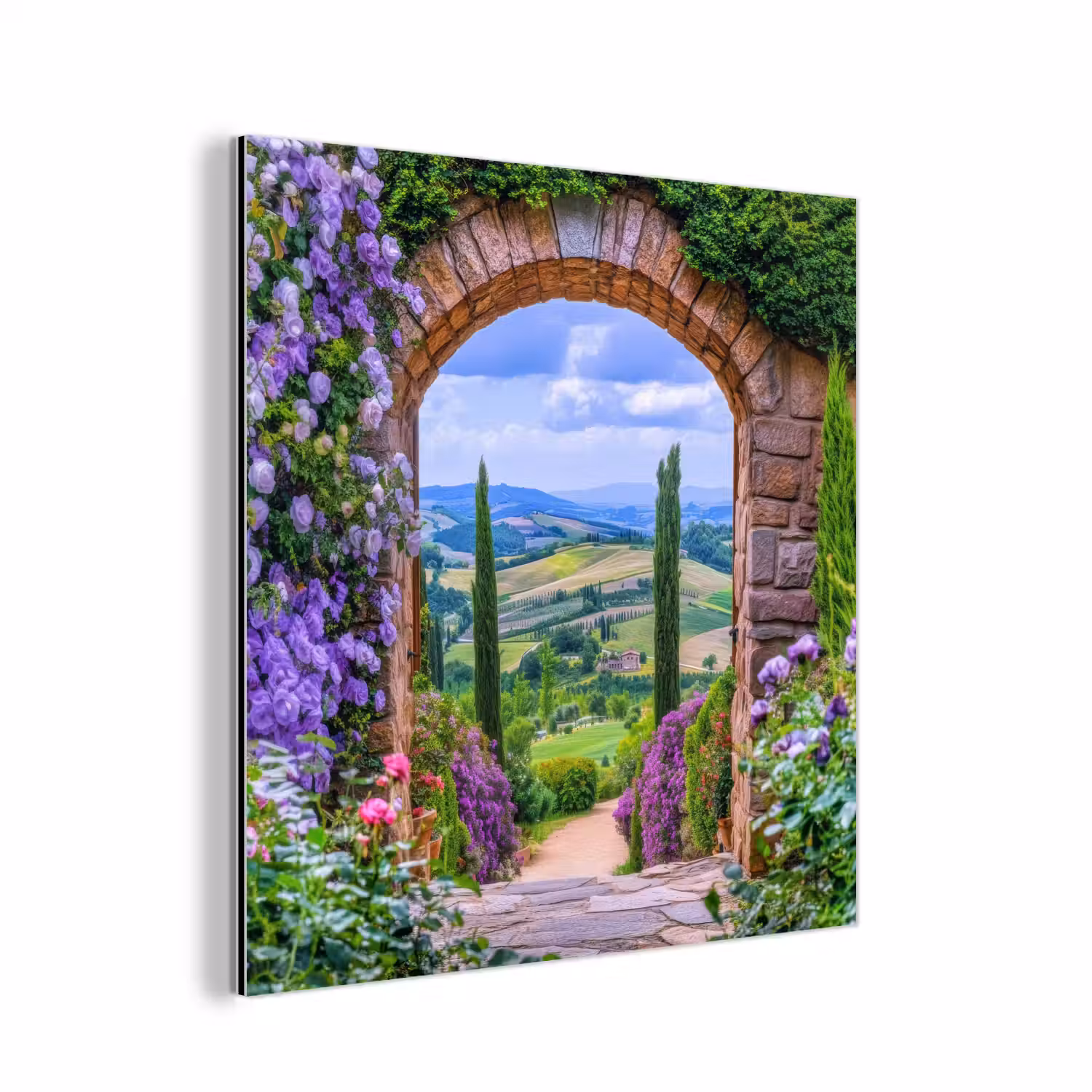 Doorkijk - Toscane - Landschap - Poort aluminium wit klein -3d