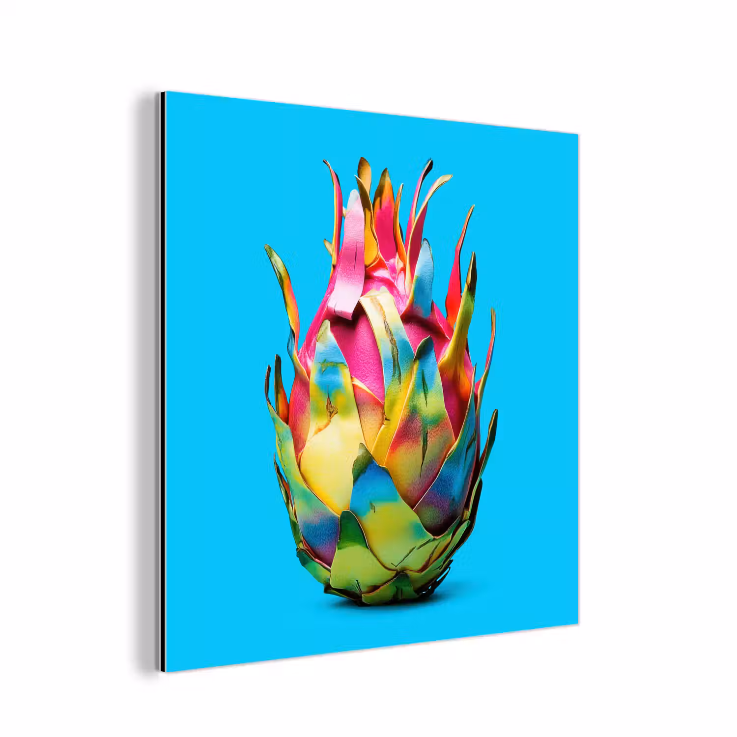 Drakenfruit - Blauw - Levendig aluminium wit klein -3d