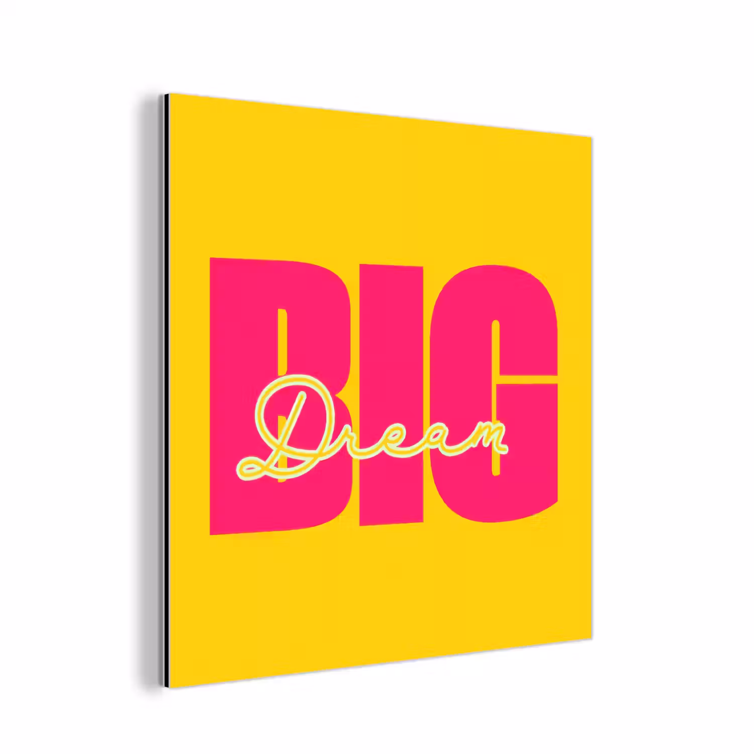 Dream big - Geel - Roze aluminium wit klein -3d