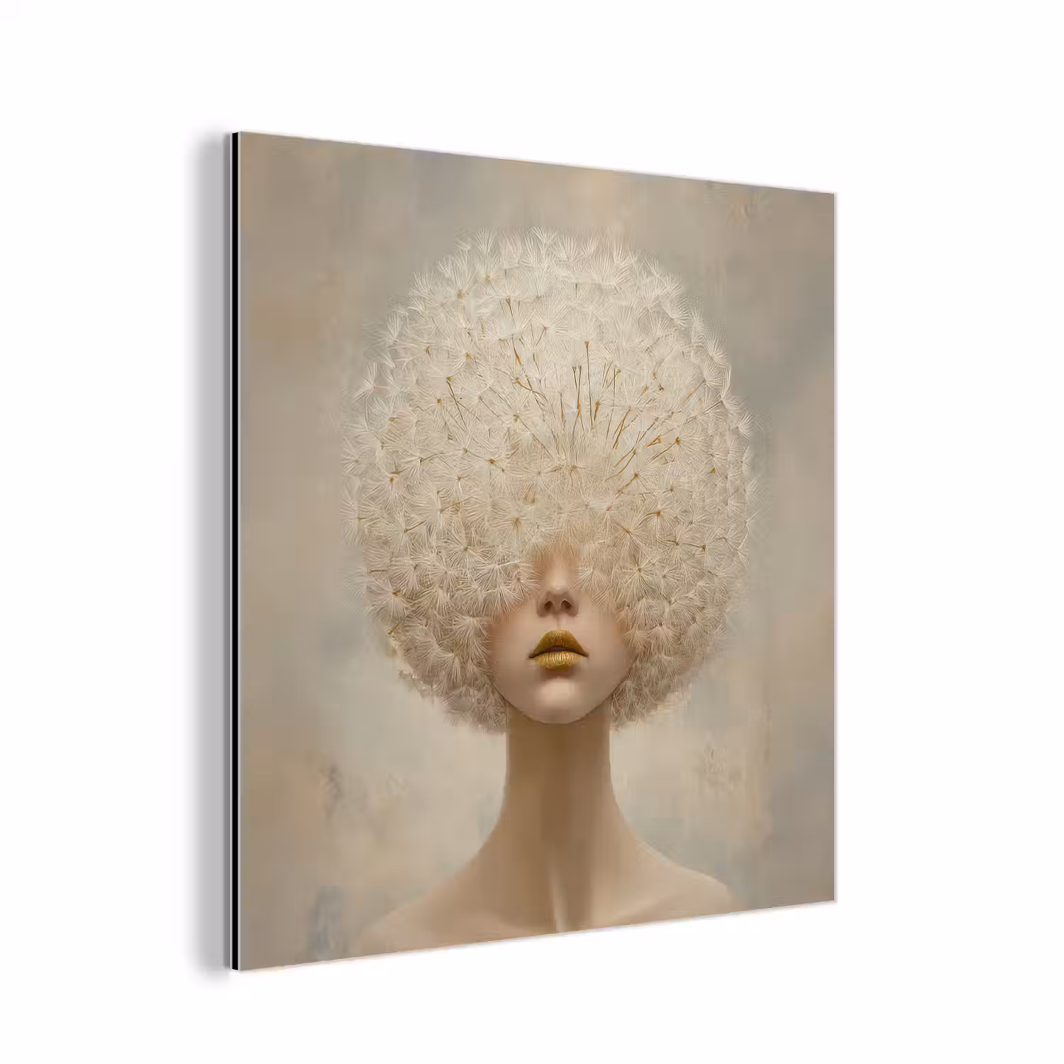 Dromerig - Beige - Paardenbloemzaadjes aluminium wit klein -3d