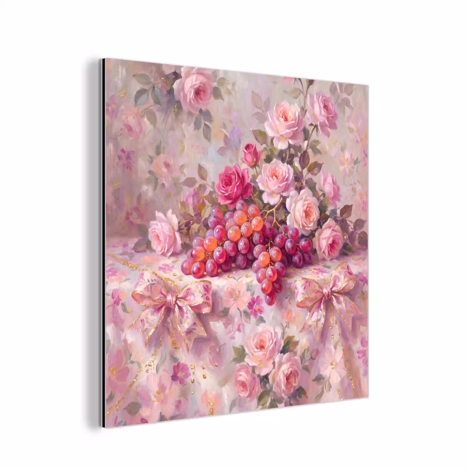 Eten - Bloemen - Stilleven - Roze - Goud aluminium wit klein -3d