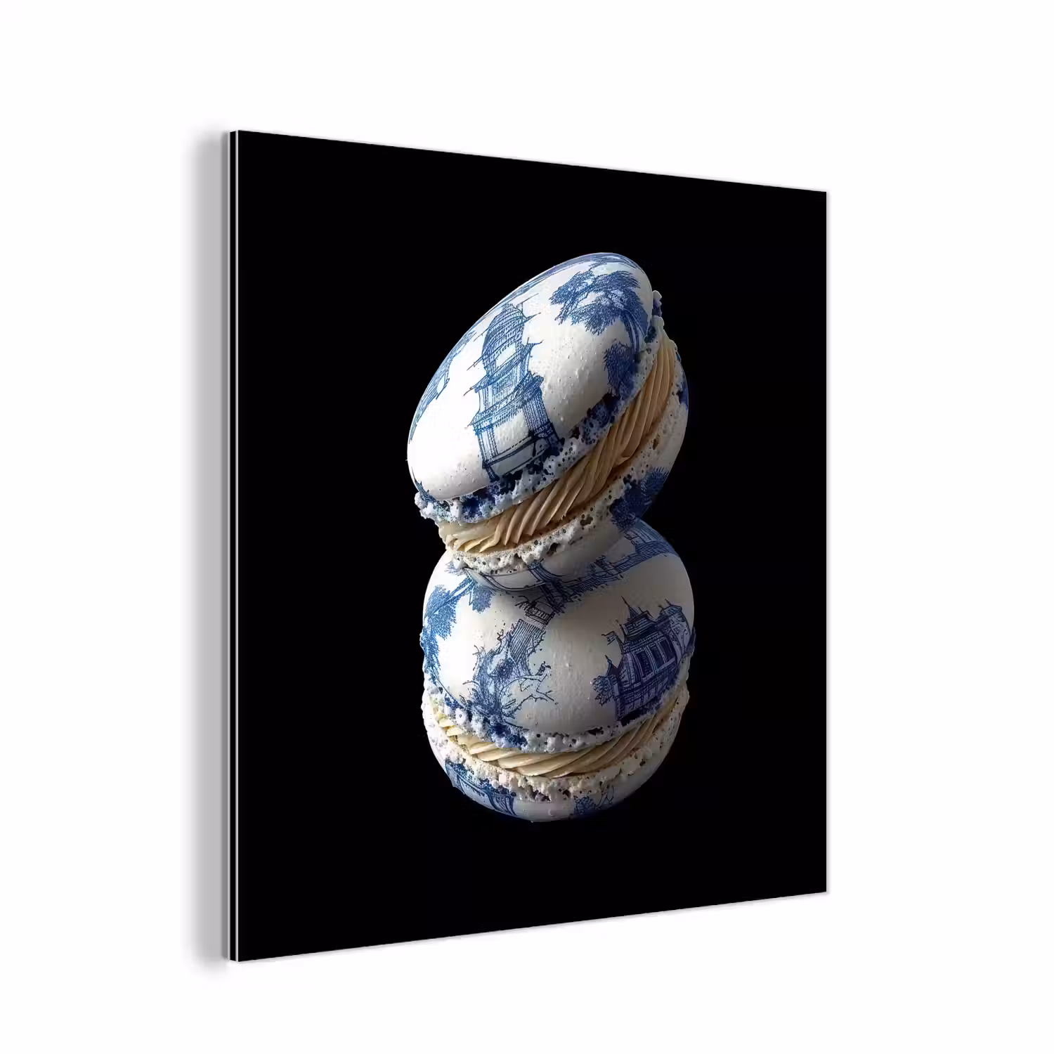 Eten - Macarons - Delfts blauw - Koekjes aluminium wit klein -3d