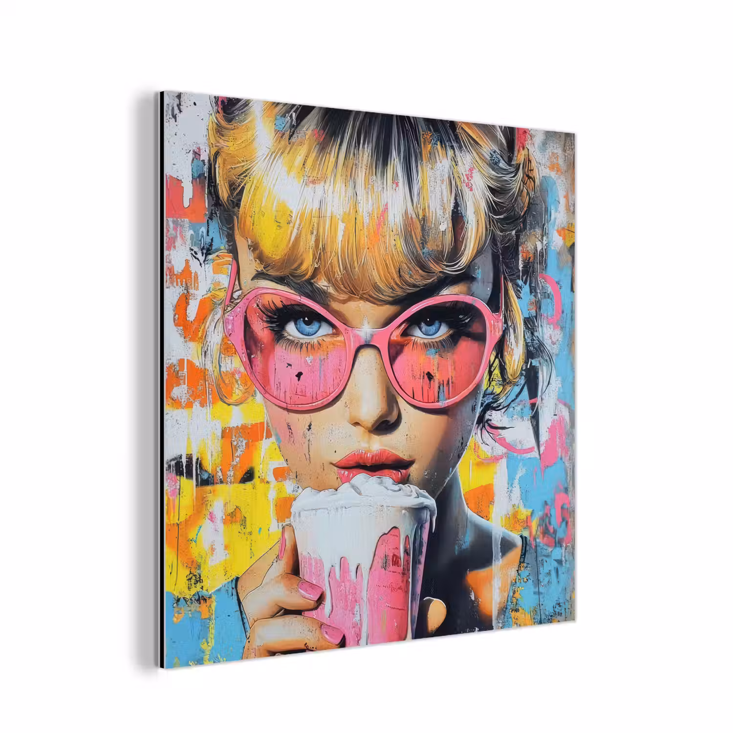 Expressief - Milkshake - Vrouw - Felle kleuren aluminium wit klein -3d