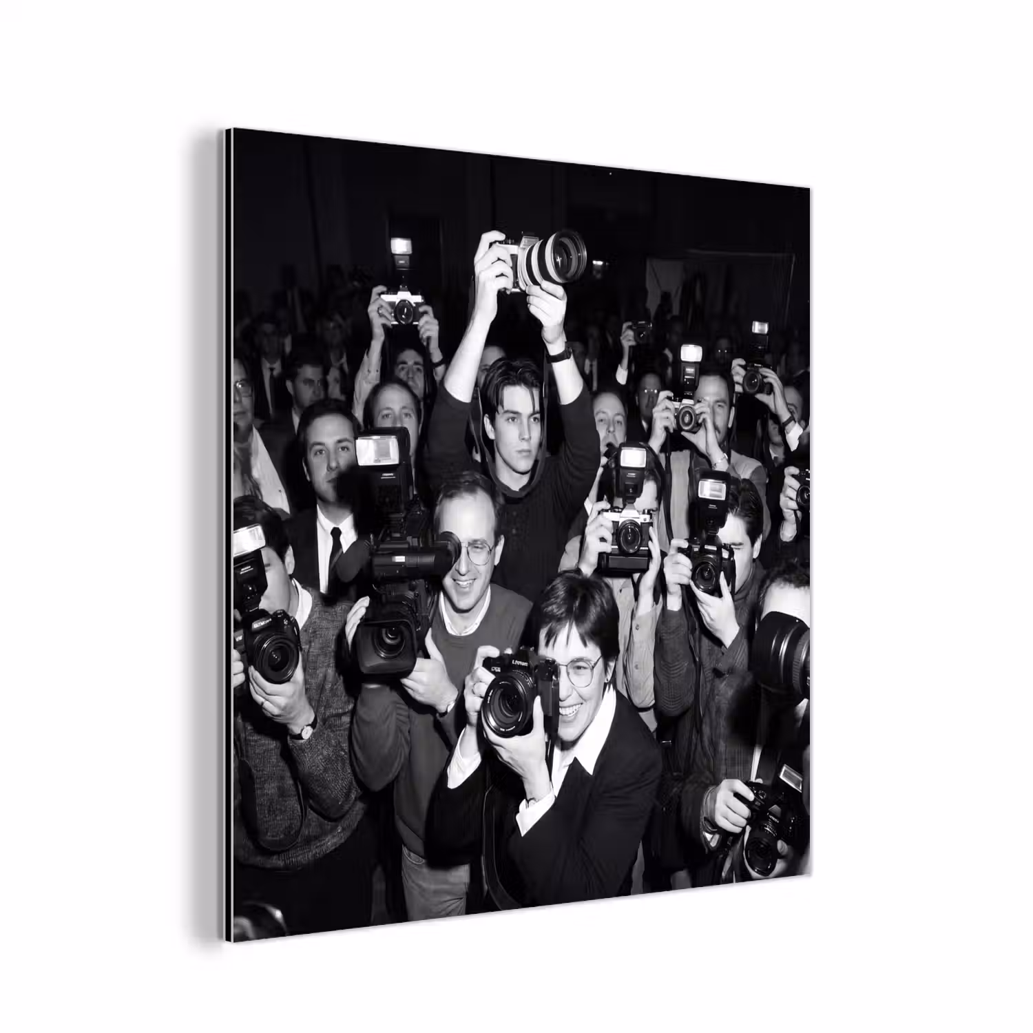 Fotografen - Menigte - Flitsers - Journalistiek aluminium wit klein -3d