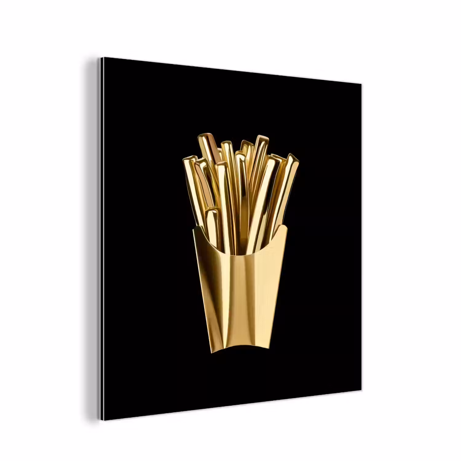 Friet - Goud - Chrome - Eten aluminium wit klein -3d