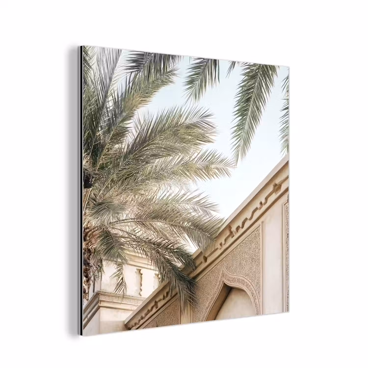 Gebouw - Palmbomen - Beige - Zon aluminium wit klein -3d