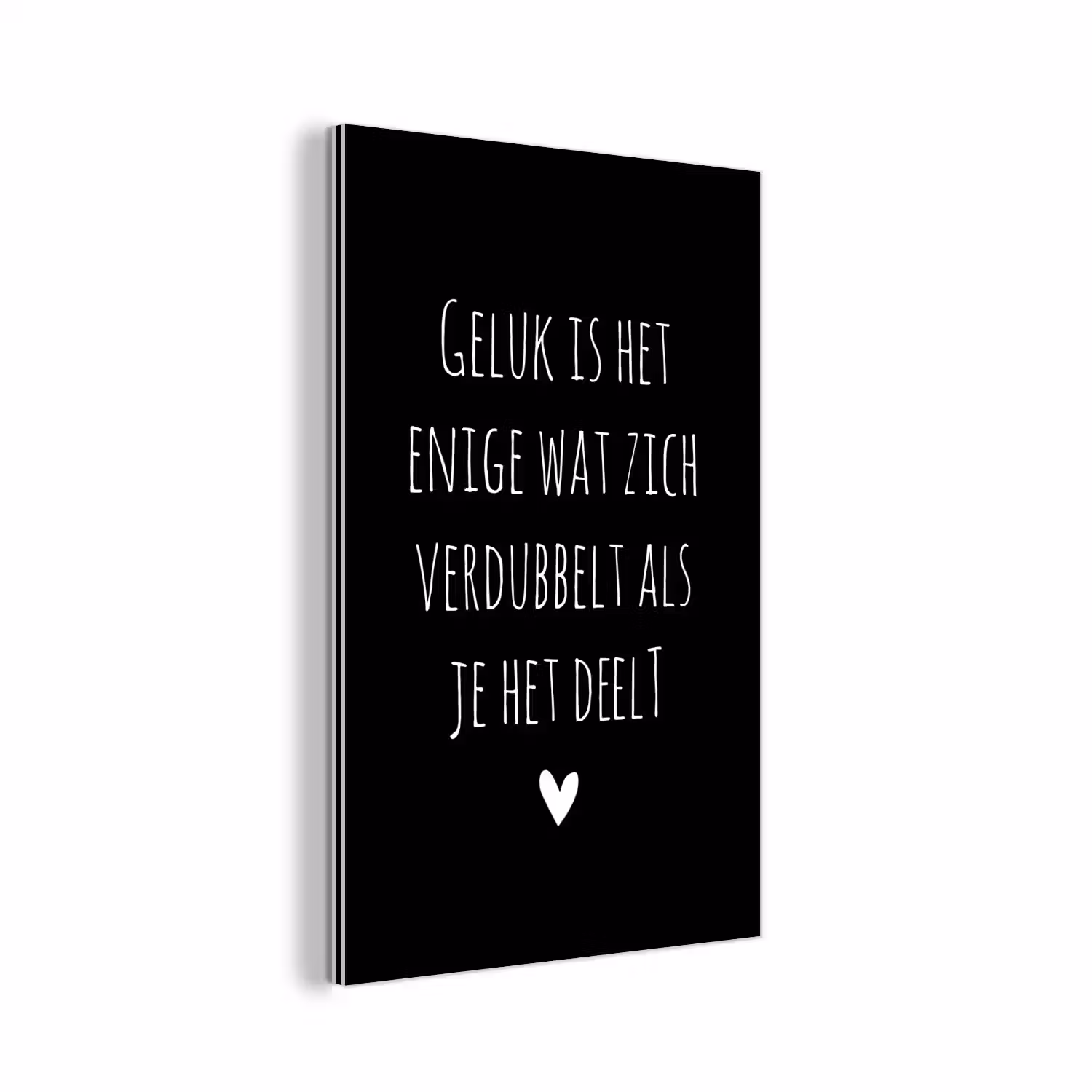 Geluk is het enige wat zich verdubbelt - Spreuken - Quotes aluminium wit klein -3d