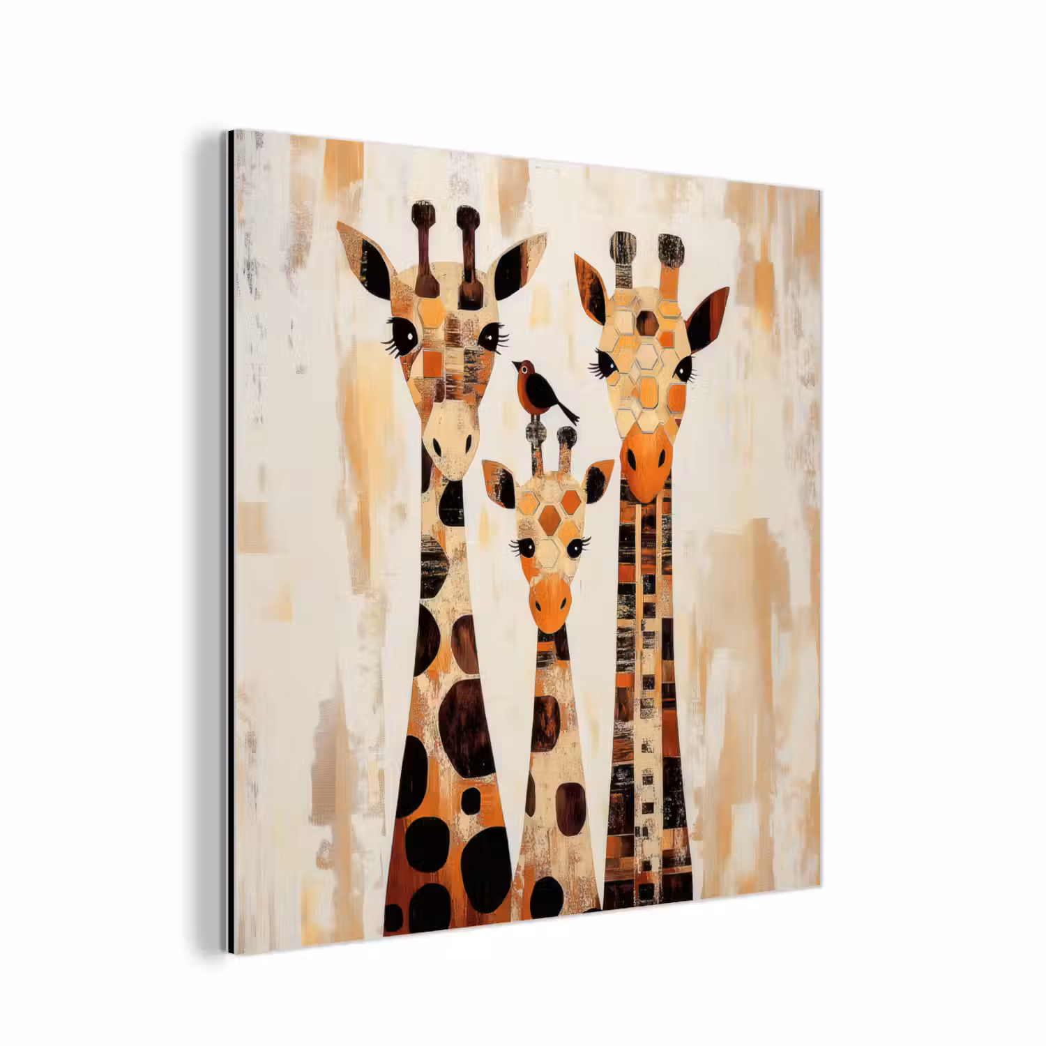 Giraffen - Cartoon - Crème aluminium wit klein -3d