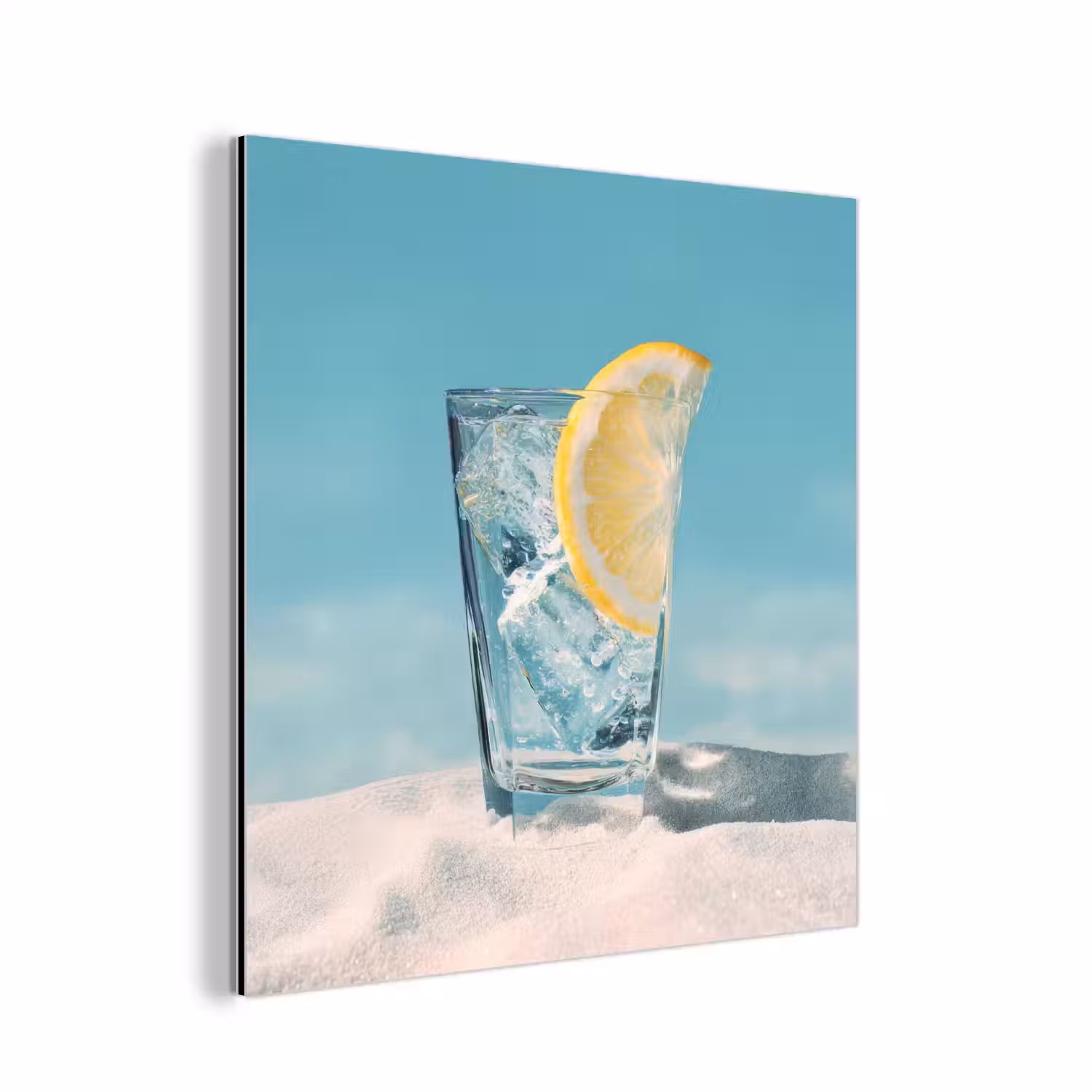 Glas - ijsblokjes - Citroen aluminium wit klein -3d
