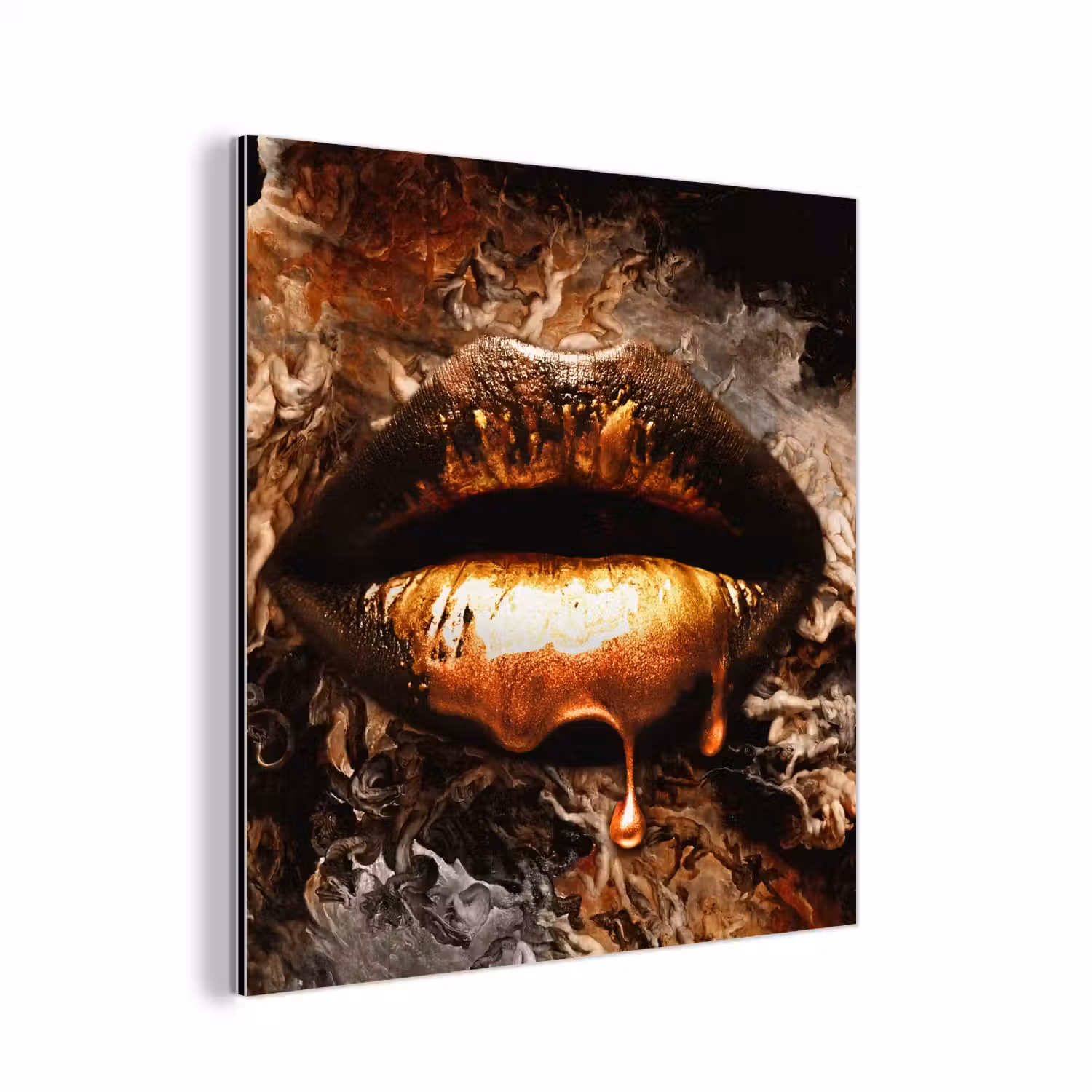 Goud - Lippen - Kunst aluminium wit klein -3d