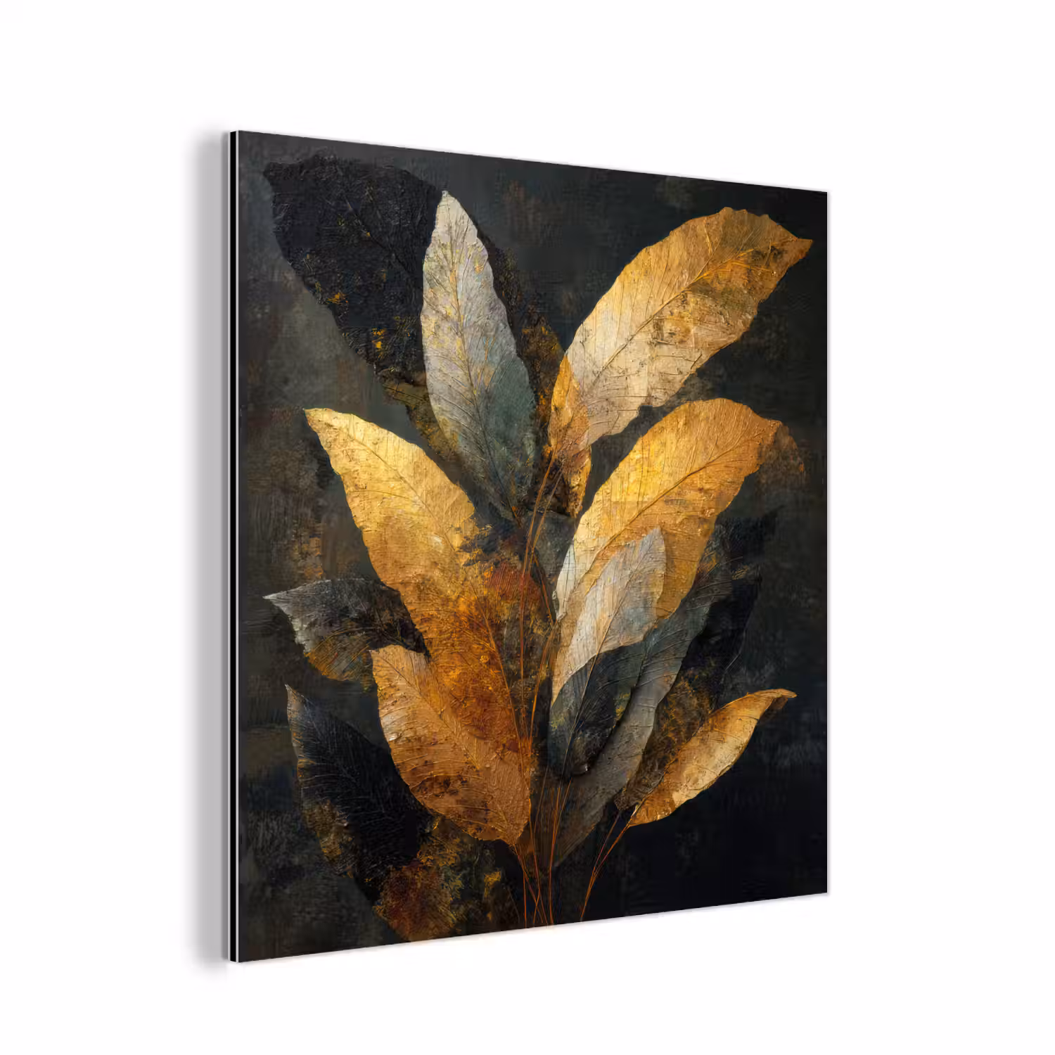 Gouden Bladcompositie – Botanische Luxe aluminium wit klein -3d