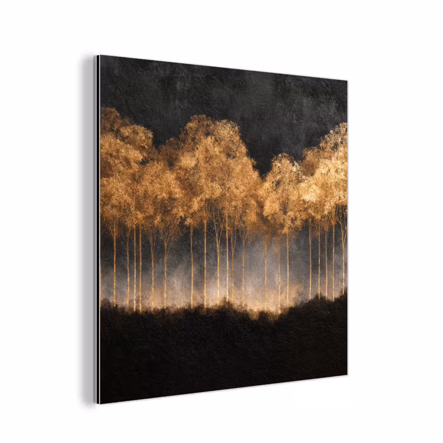 Gouden Bomen in Mistig Landschap aluminium wit klein -3d
