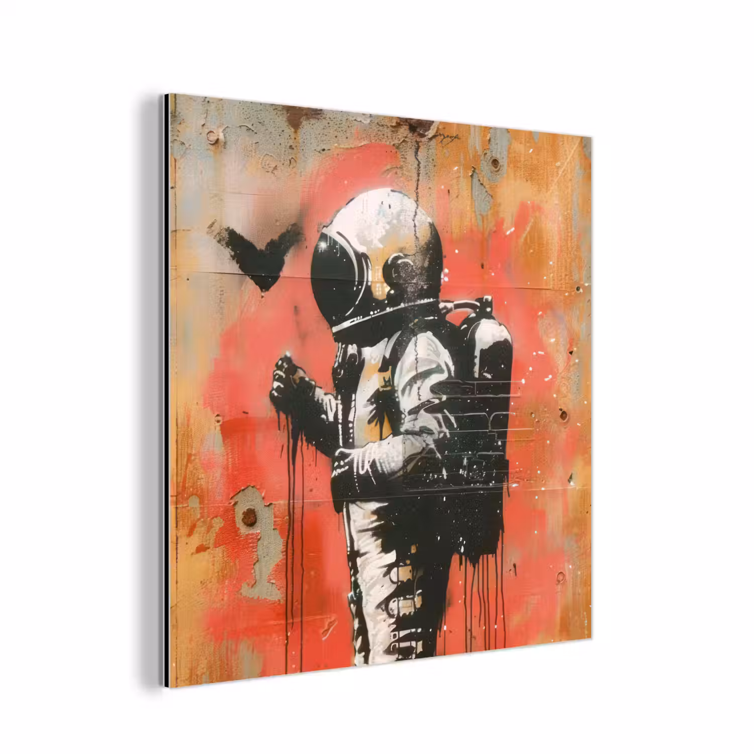 Graffiti - Astronaut - Street art - Ruimte - Banksy aluminium wit klein -3d
