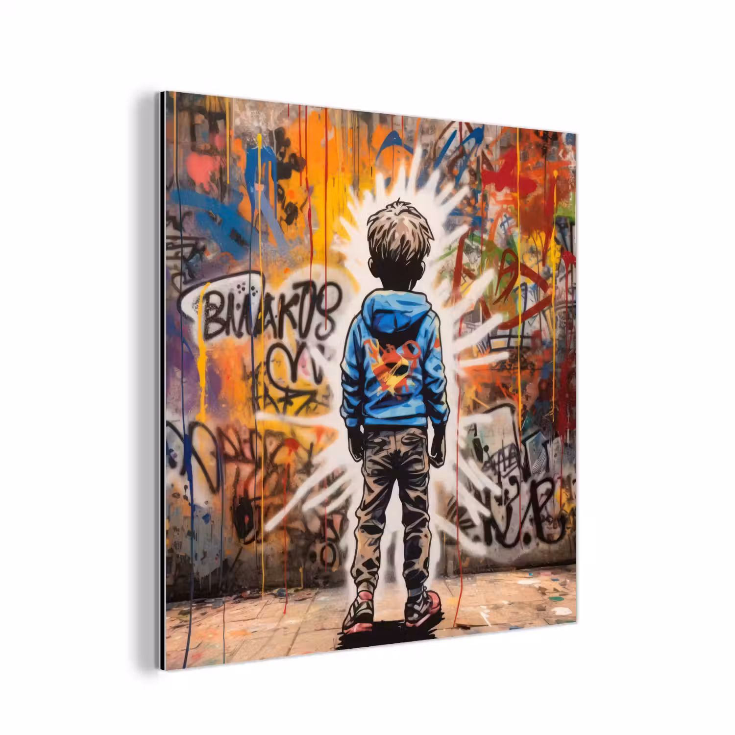 Graffiti - Jongen - Kleuren - Kunst - Street Art aluminium wit klein -3d