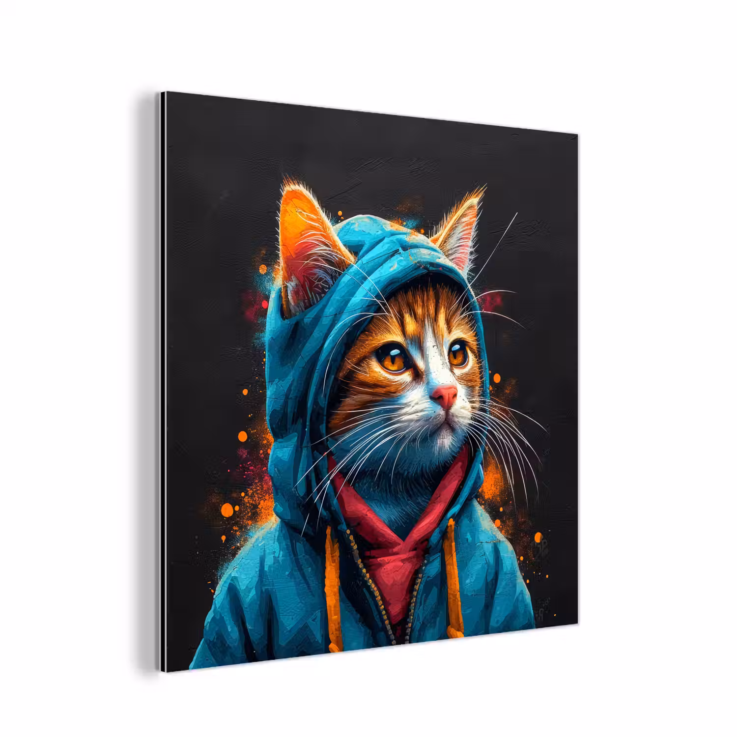 Graffiti - Kat - Zwart - Jas aluminium wit klein -3d