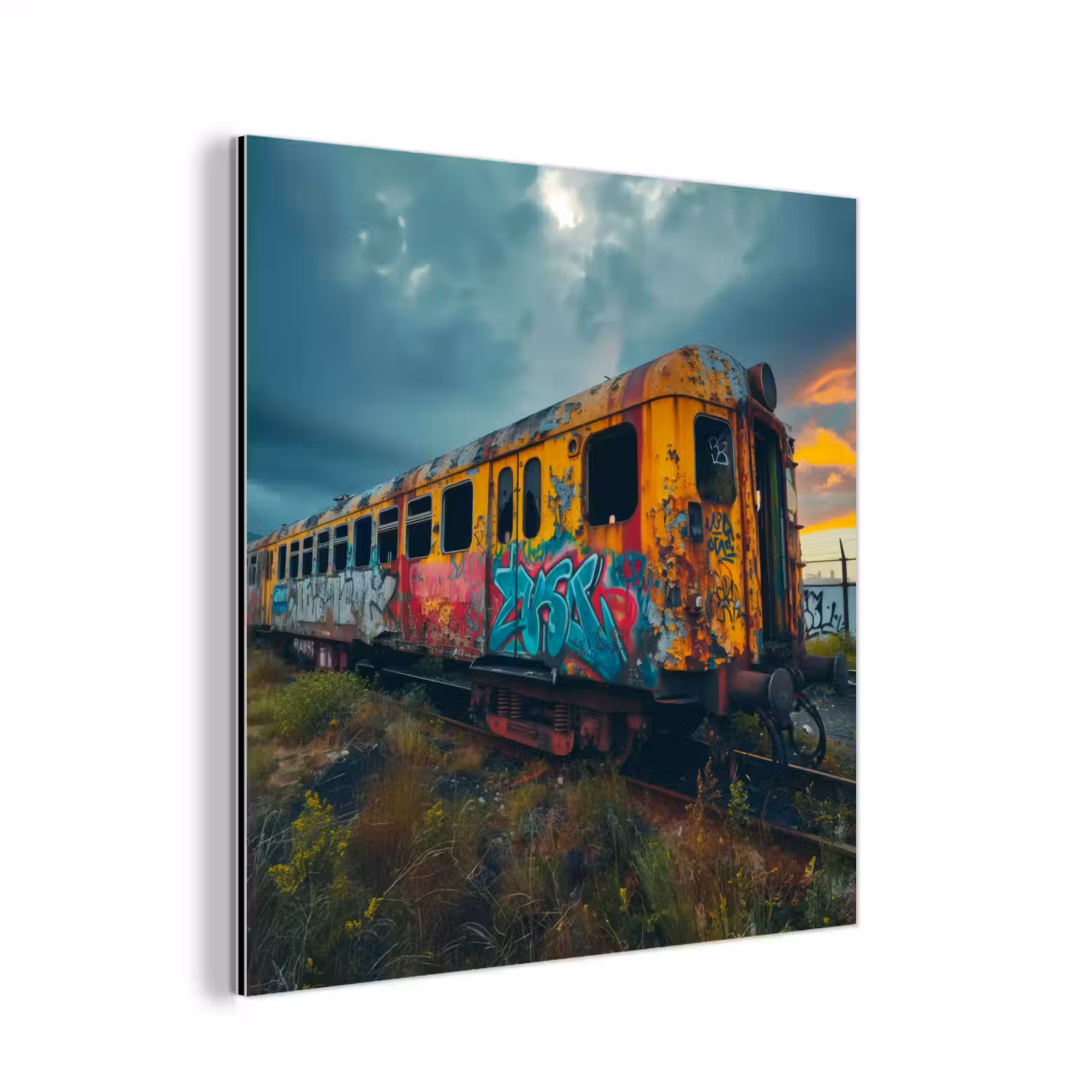 Graffiti - Trein - Street art - Verlaten aluminium wit klein -3d