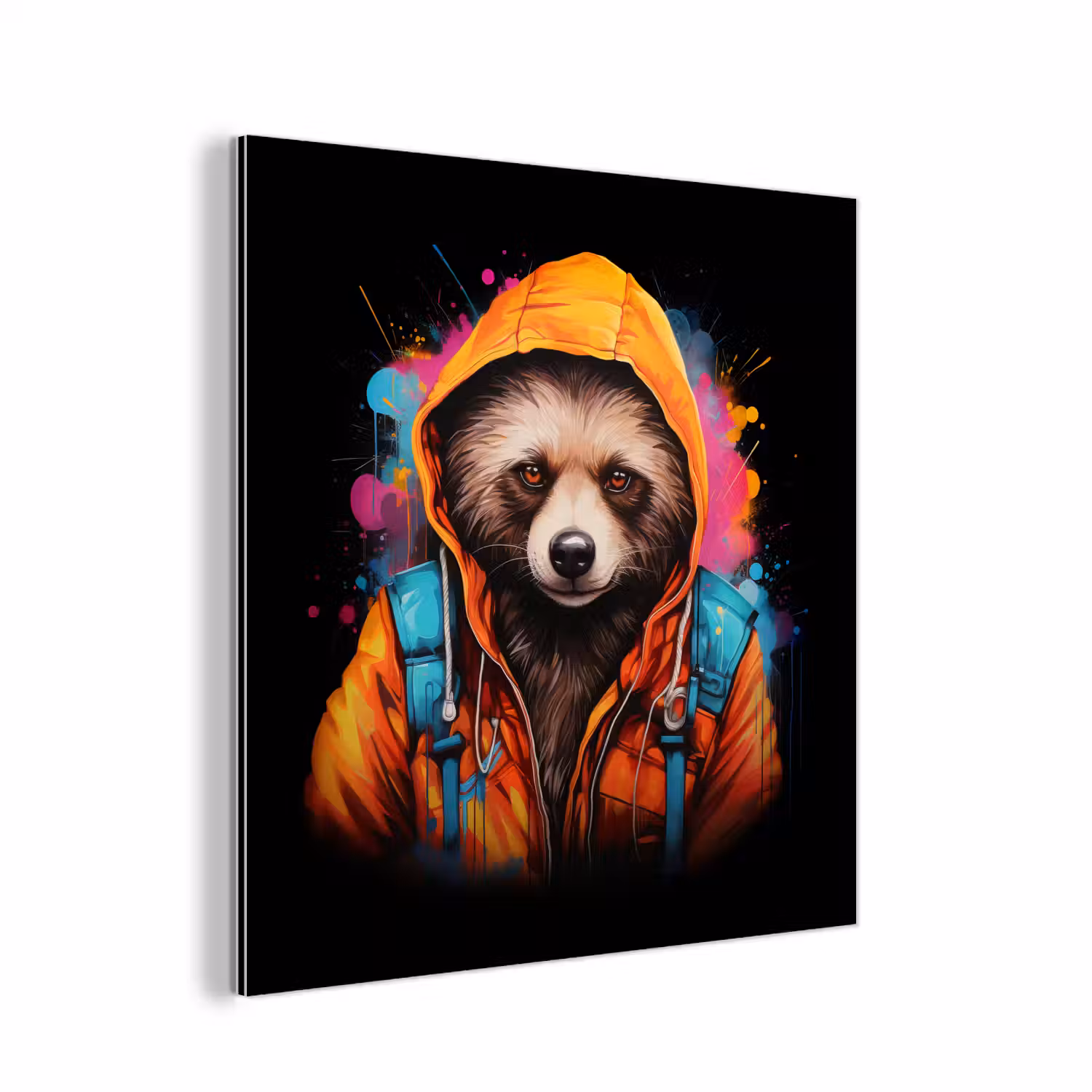 Graffiti - Wasbeer - Jas - Zwart aluminium wit klein -3d