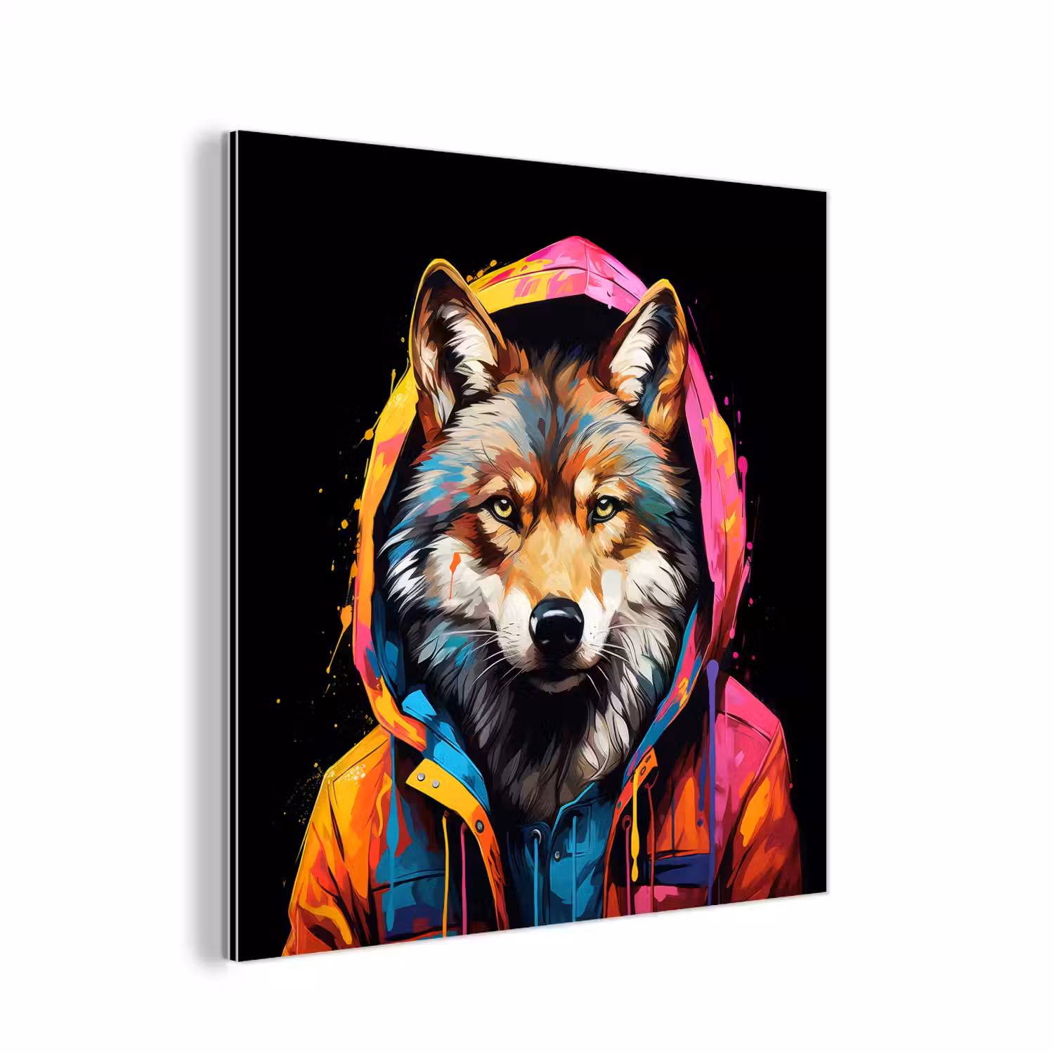 Graffiti - Wolf - Jas - Zwart aluminium wit klein -3d