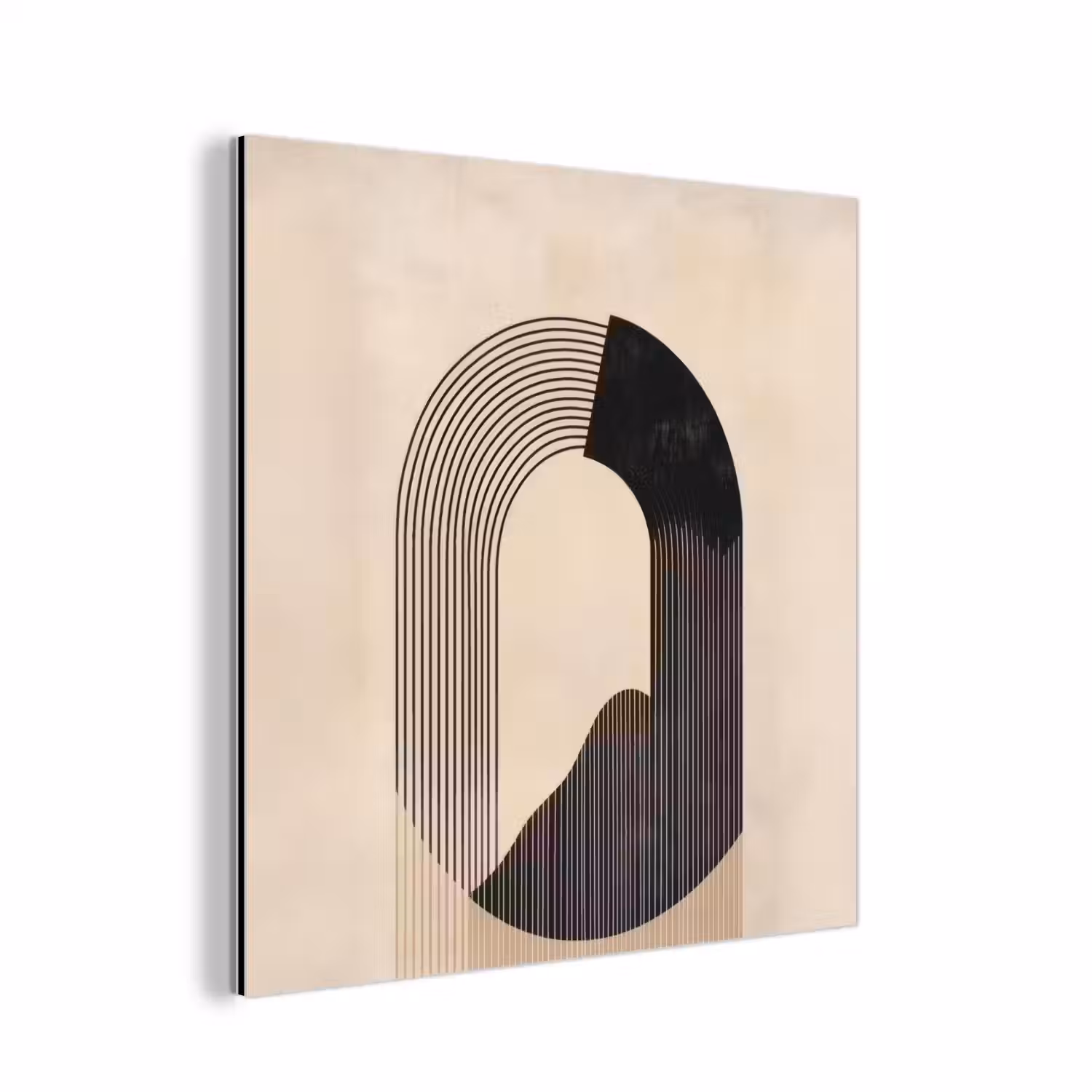 Grafisch gebogen motief - Beige aluminium wit klein -3d