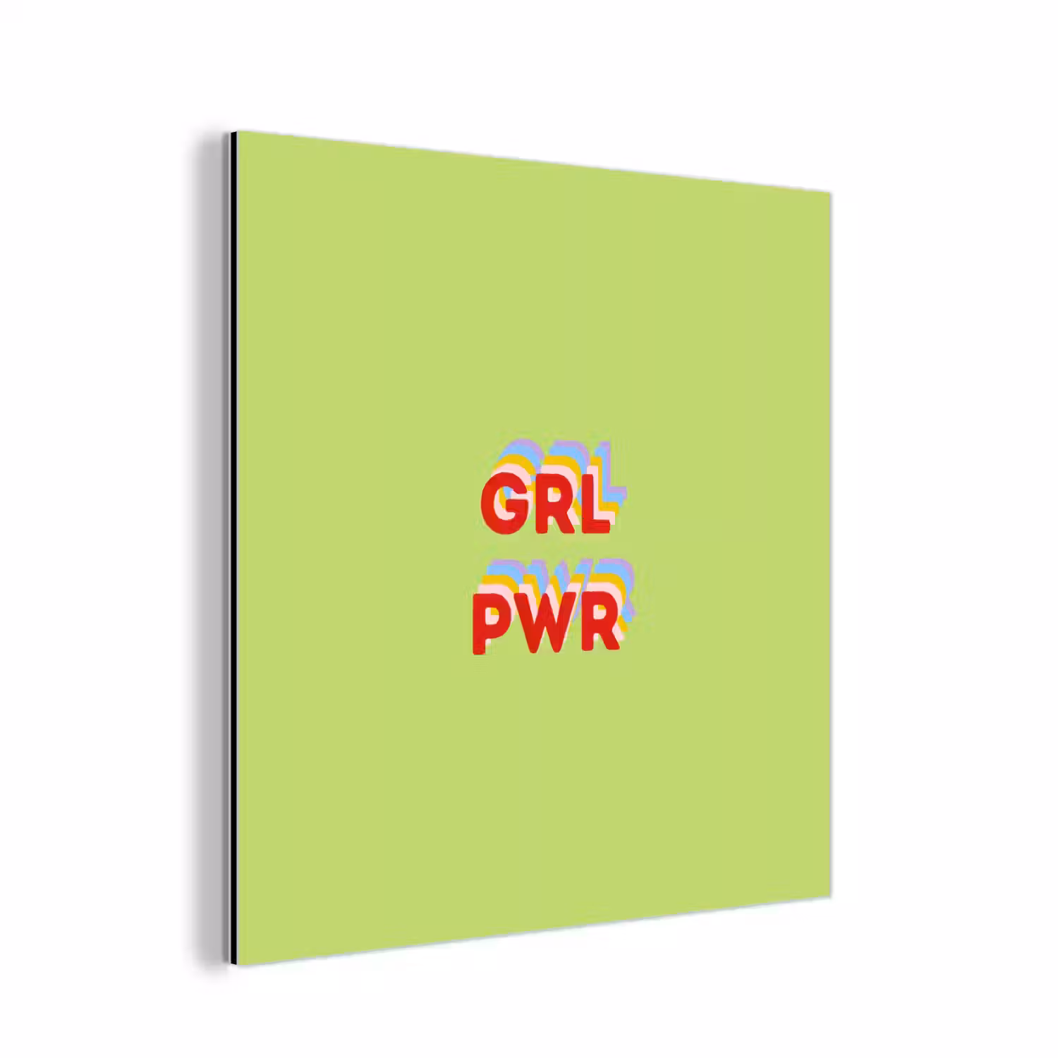 Grl pwr - Groen - Rood - 3D aluminium wit klein -3d