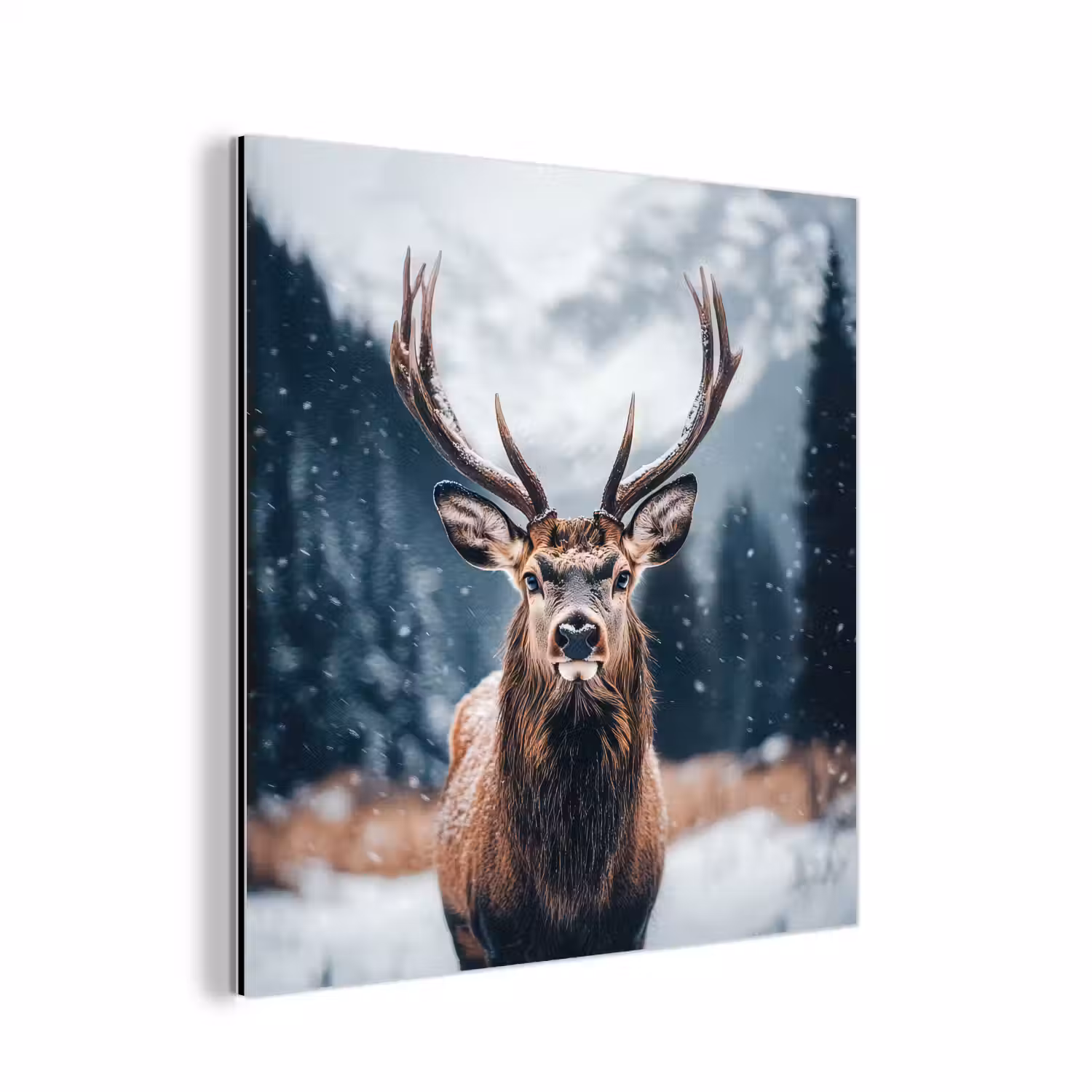 Hert - Dieren - Landschap - Winter - Sneeuw aluminium wit klein -3d