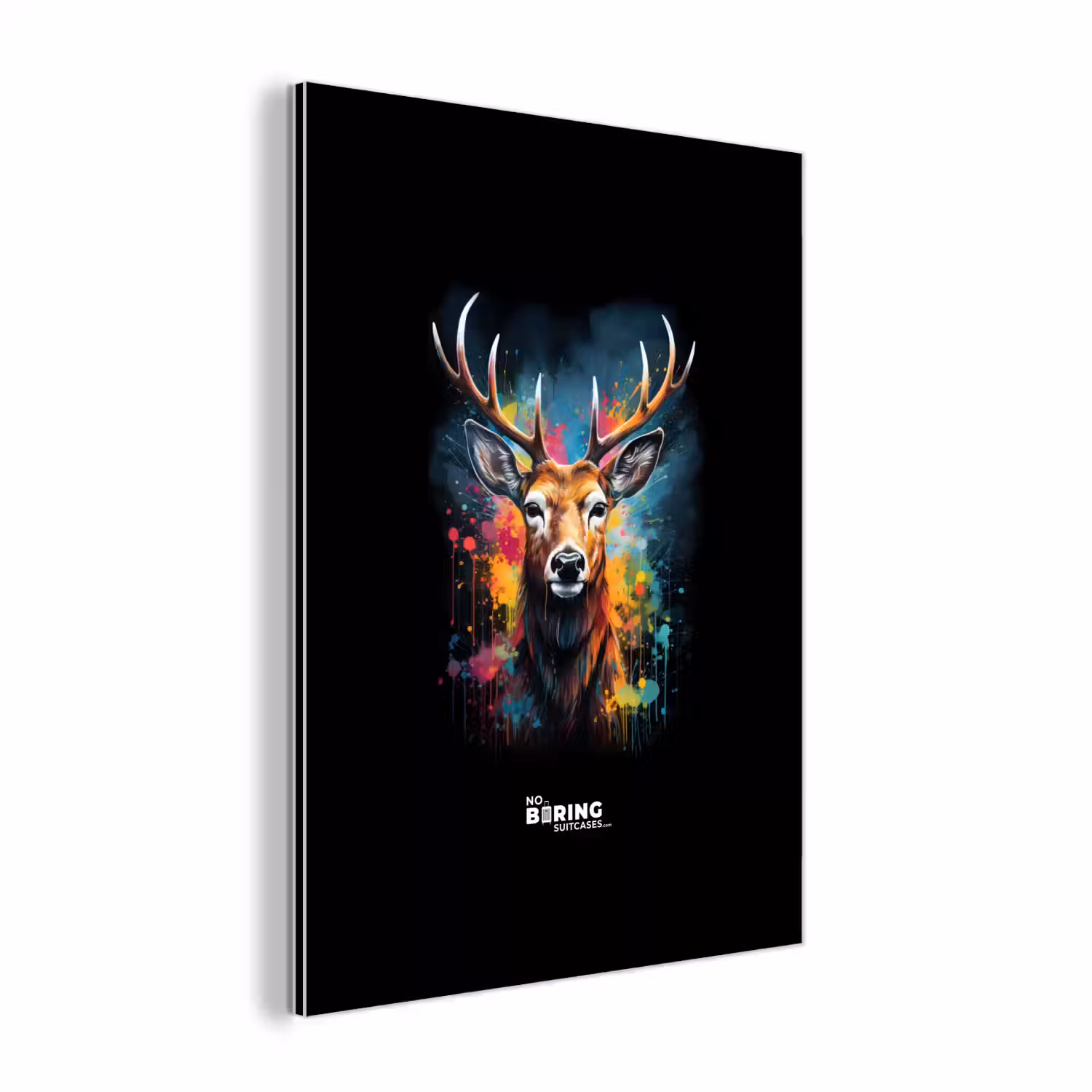 Hert met gewei tussen graffiti spray aluminium wit klein -3d