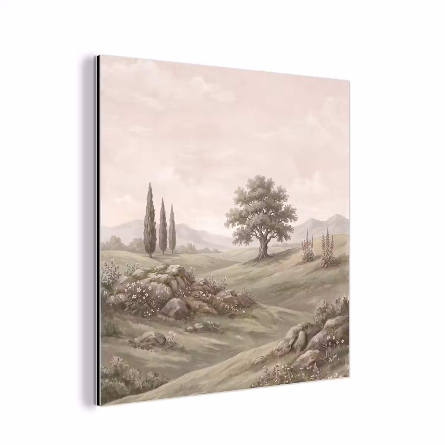 Heuvellandschap - Bomen - Natuur - Groen aluminium wit klein -3d