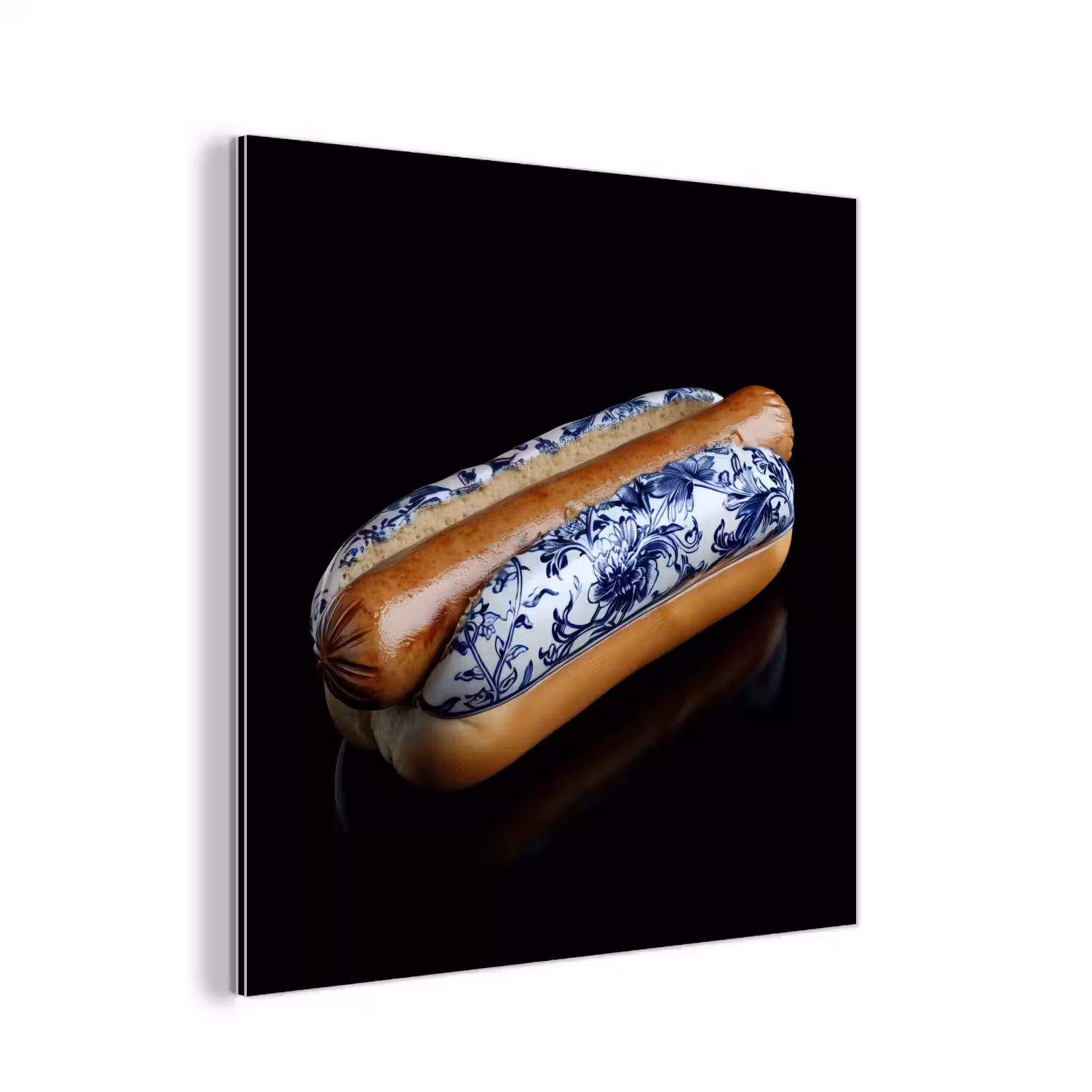 Hotdog - Porselein - Delfts blauw - Eten aluminium wit klein -3d