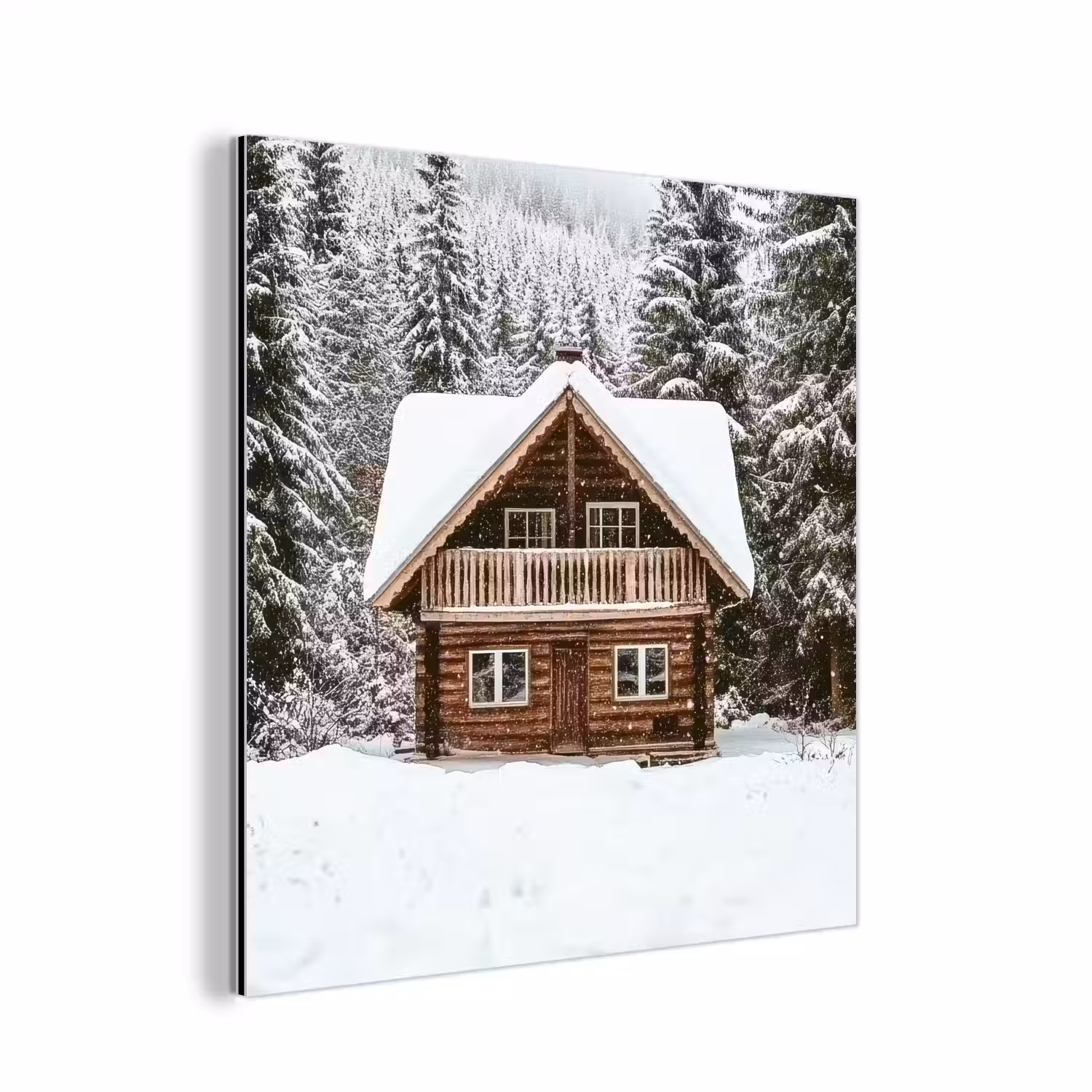 Huis - Bos - Winter - Natuur - Sneeuw aluminium wit klein -3d
